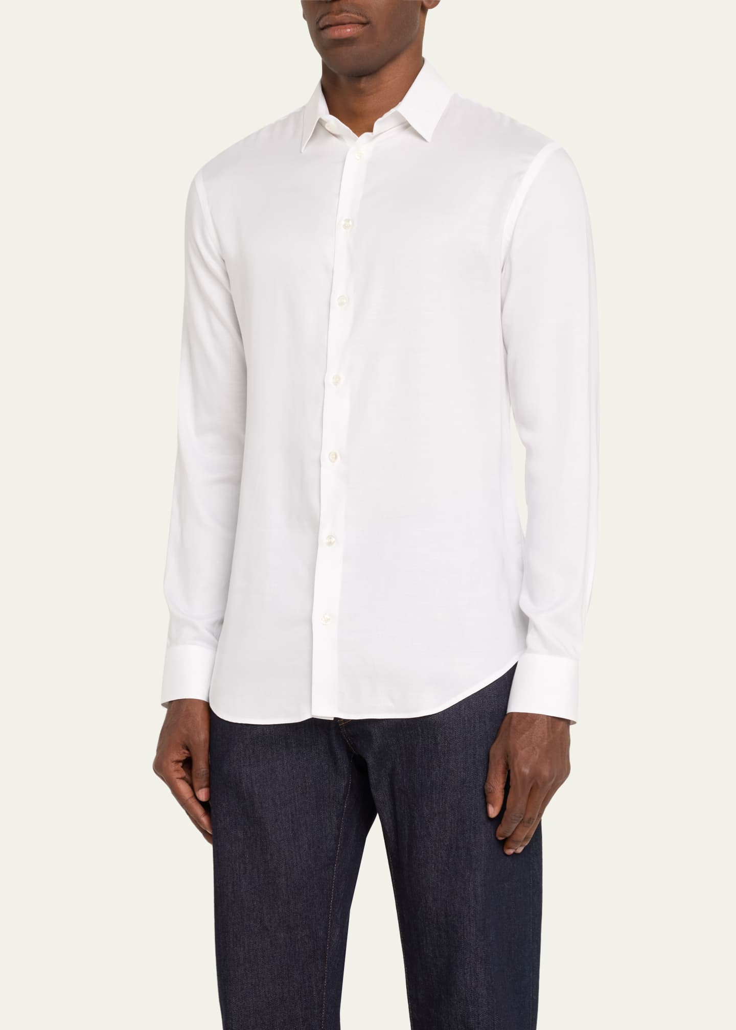 Giorgio Armani Men's Solid Tencel Sport Shirt Image 4 of 5