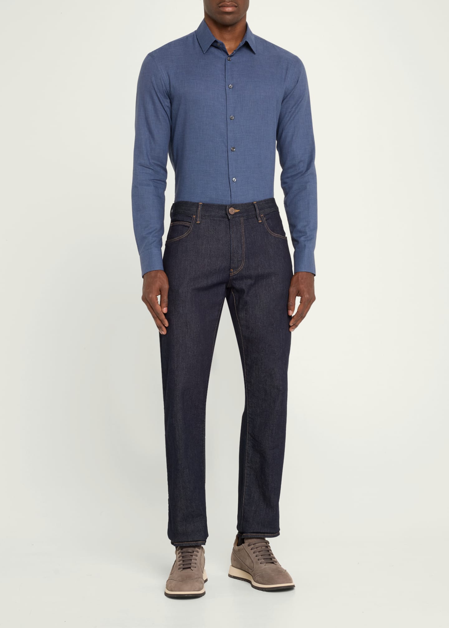 Giorgio Armani Men's Micro-Houndstooth Sport Shirt Image 2 of 5