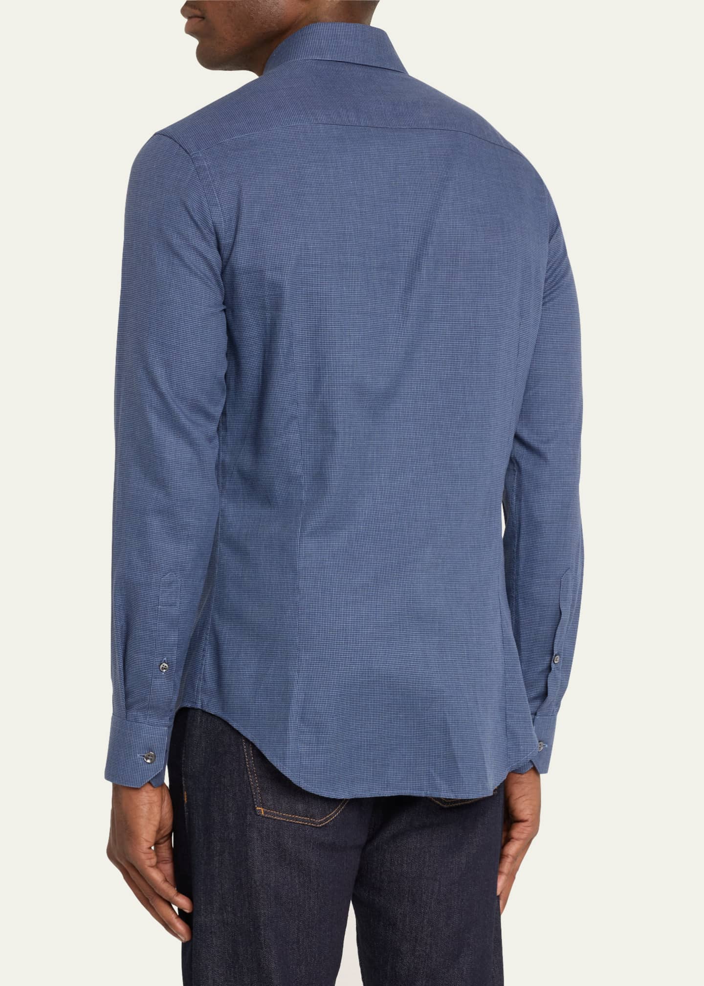 Giorgio Armani Men's Micro-Houndstooth Sport Shirt Image 3 of 5