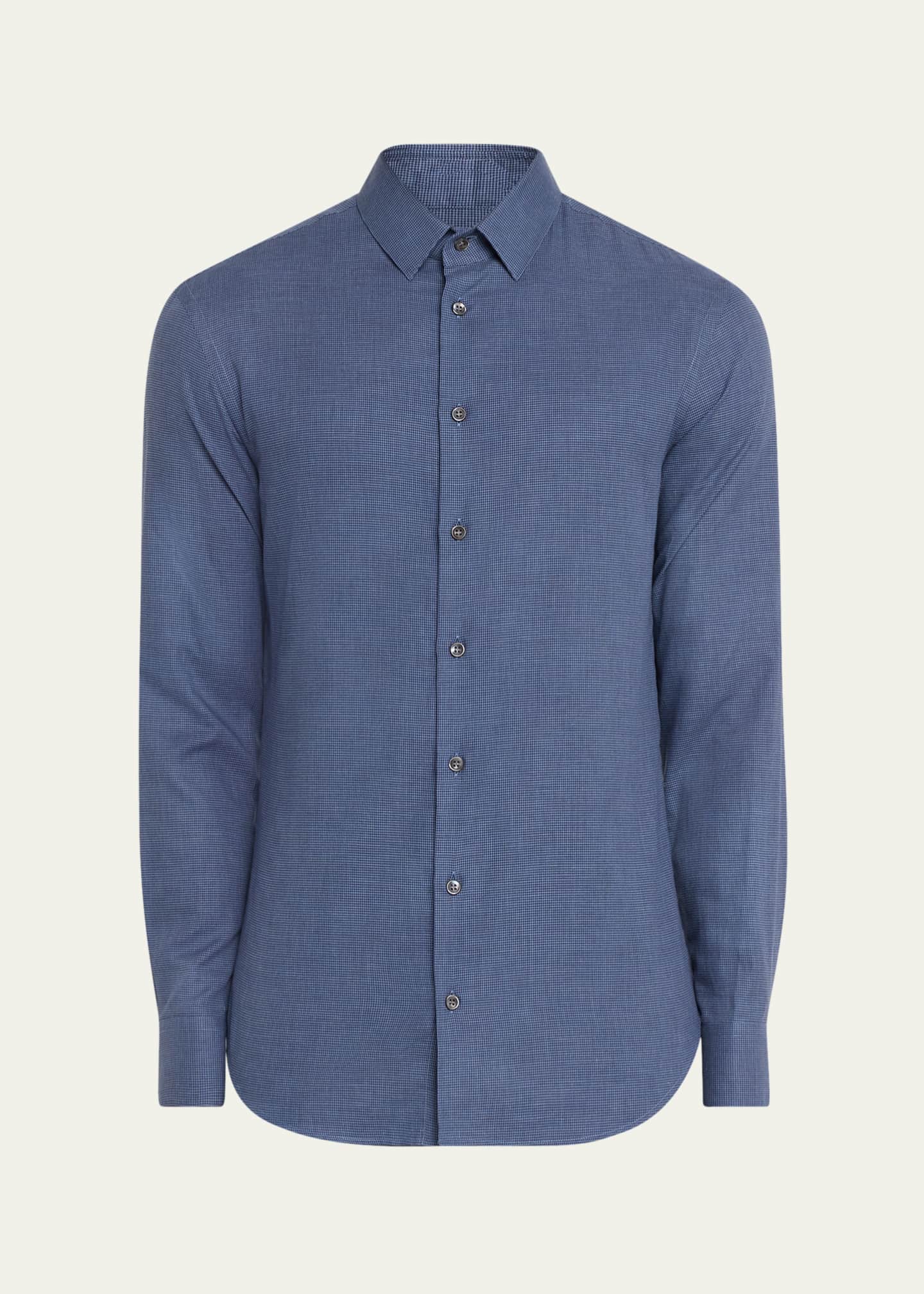 Giorgio Armani Men's Micro-Houndstooth Sport Shirt Image 1 of 5