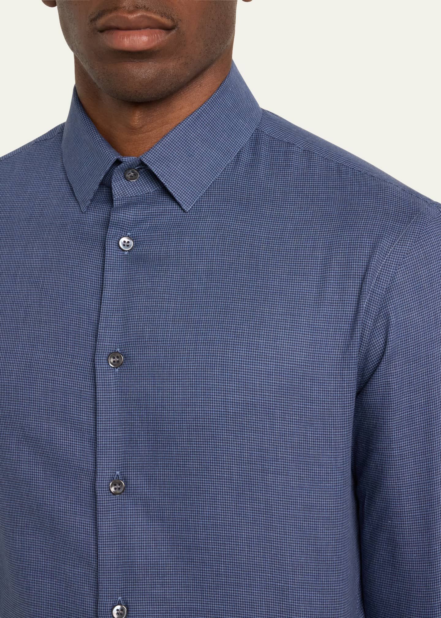 Giorgio Armani Men's Micro-Houndstooth Sport Shirt Image 5 of 5