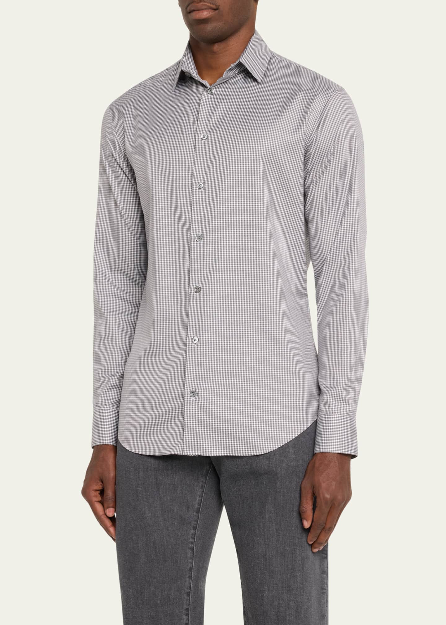 Giorgio Armani Men's Gingham Sport Shirt Image 4 of 5