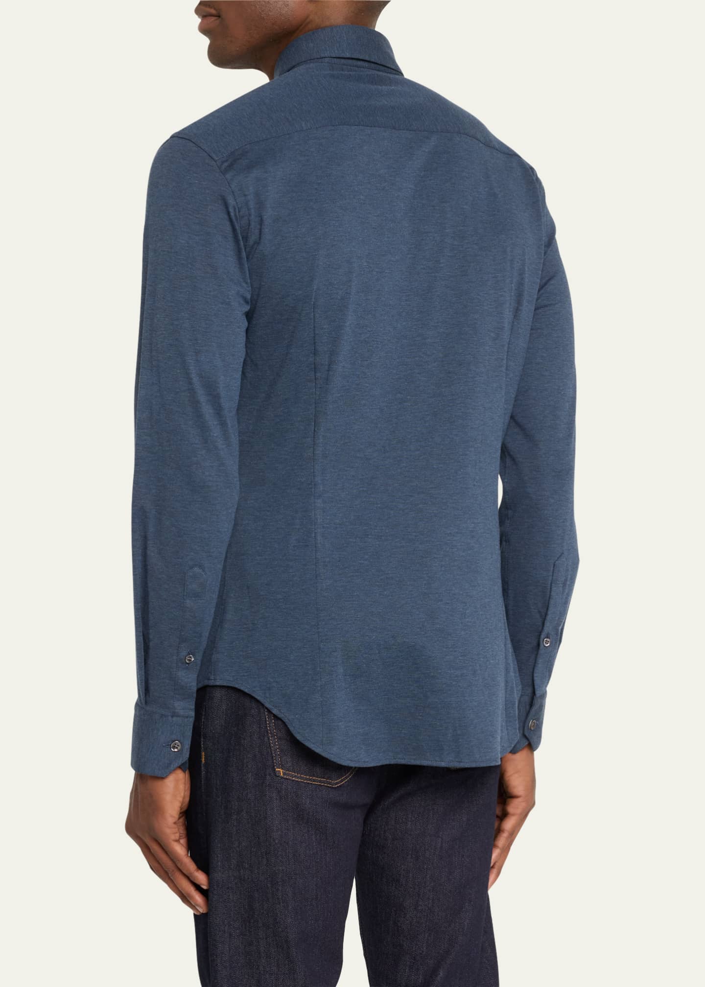 Giorgio Armani Men's Solid Cotton Stretch Sport Shirt Image 3 of 5