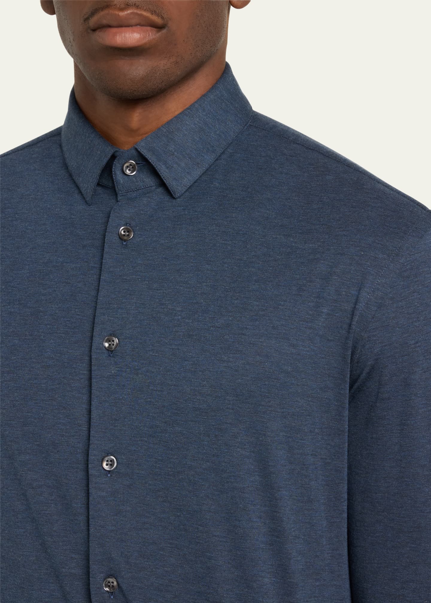 Giorgio Armani Men's Solid Cotton Stretch Sport Shirt Image 5 of 5