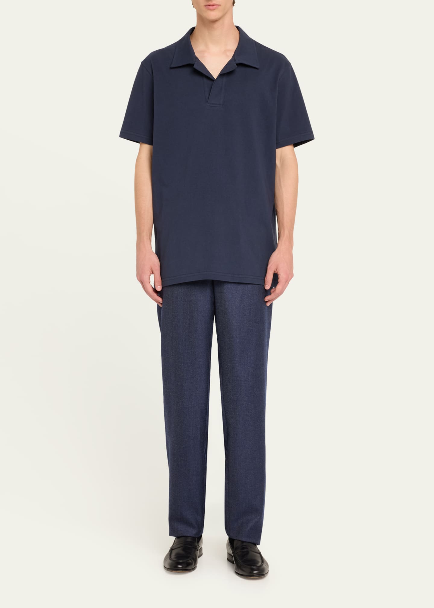 Gabriela Hearst Men's Jaime Cotton Jersey Polo Shirt Image 2 of 5