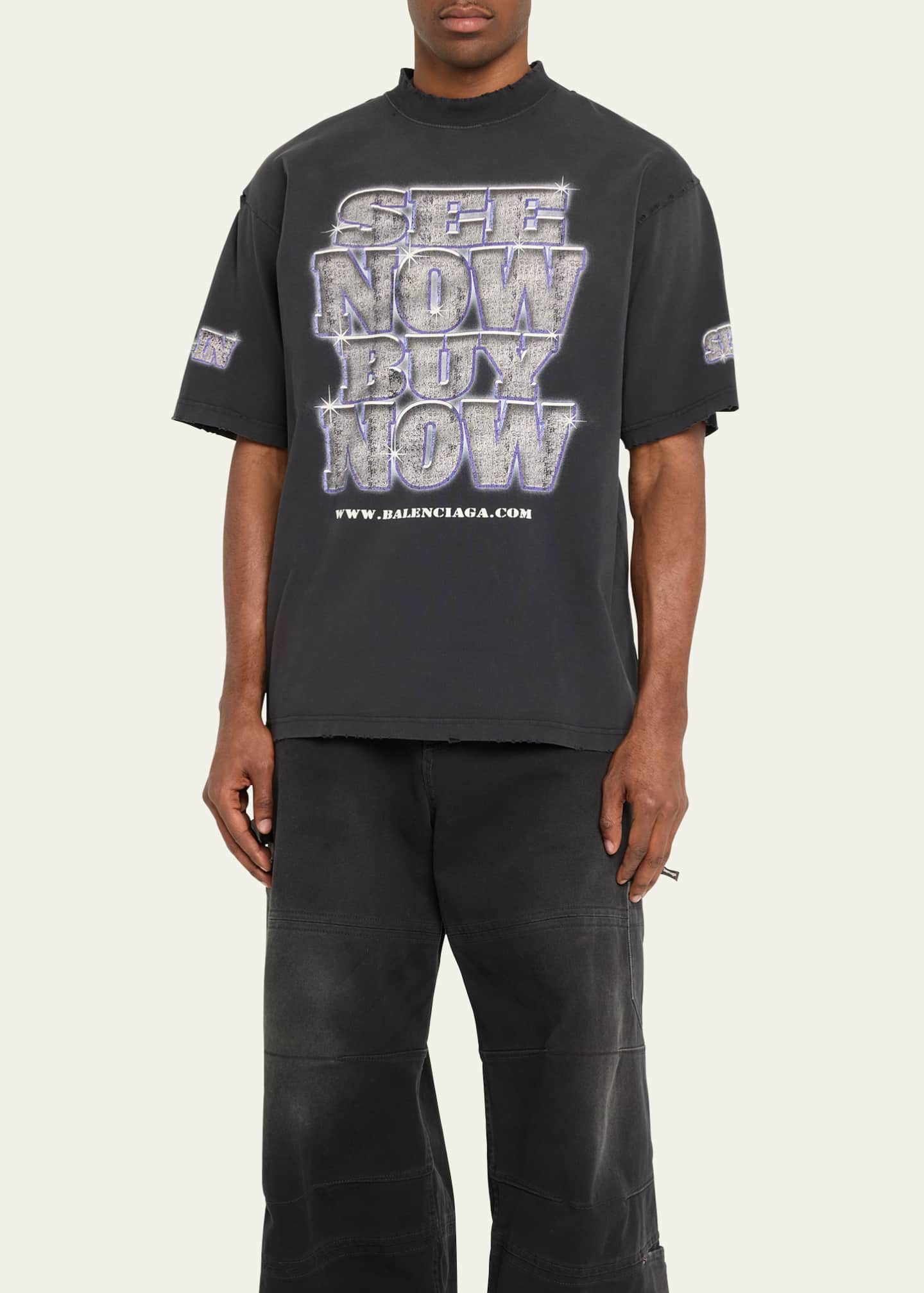 Balenciaga Men s See Now Buy Now Faded Jersey T Shirt Bergdorf Goodman
