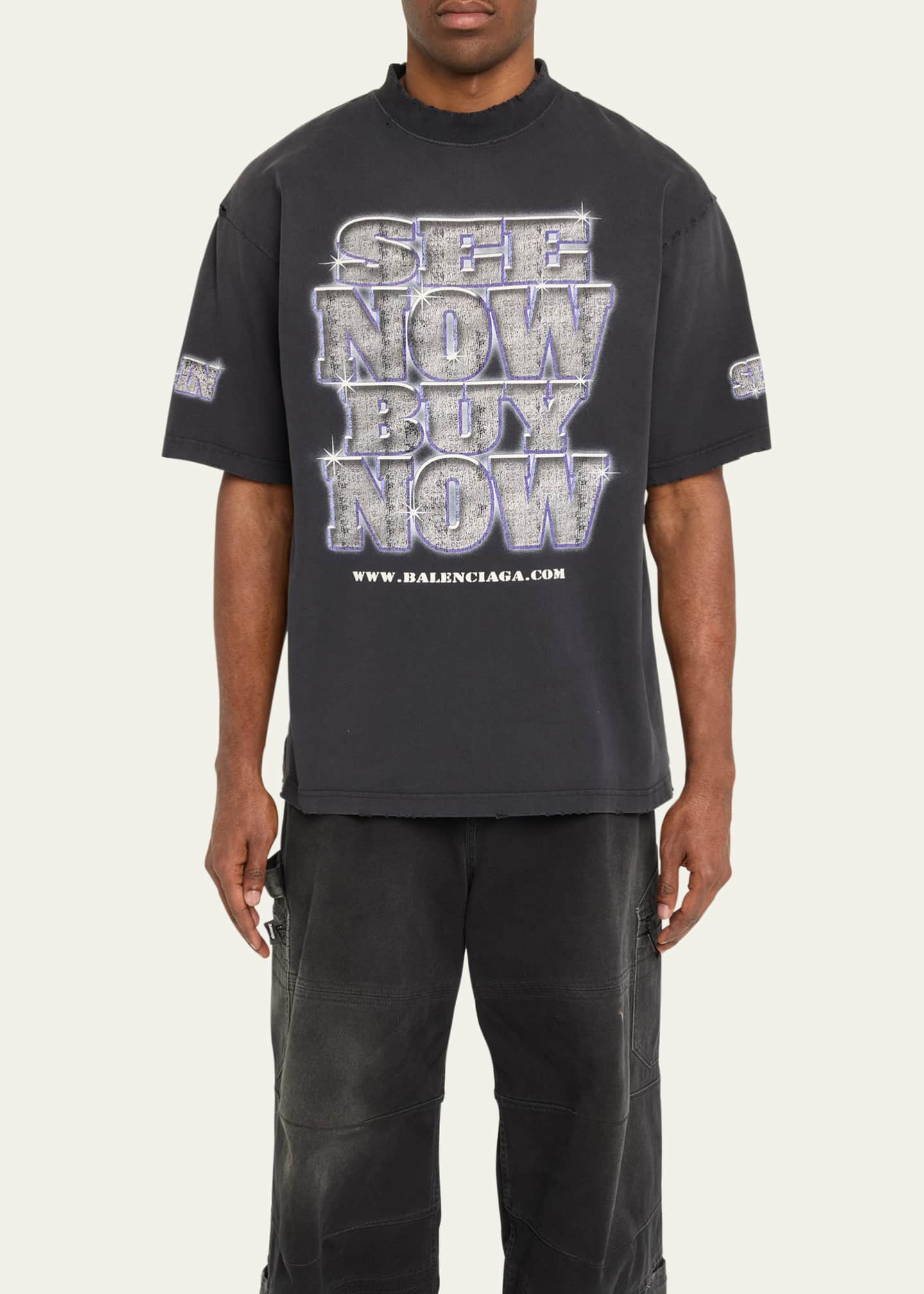 Balenciaga Men s See Now Buy Now Faded Jersey T Shirt Bergdorf Goodman
