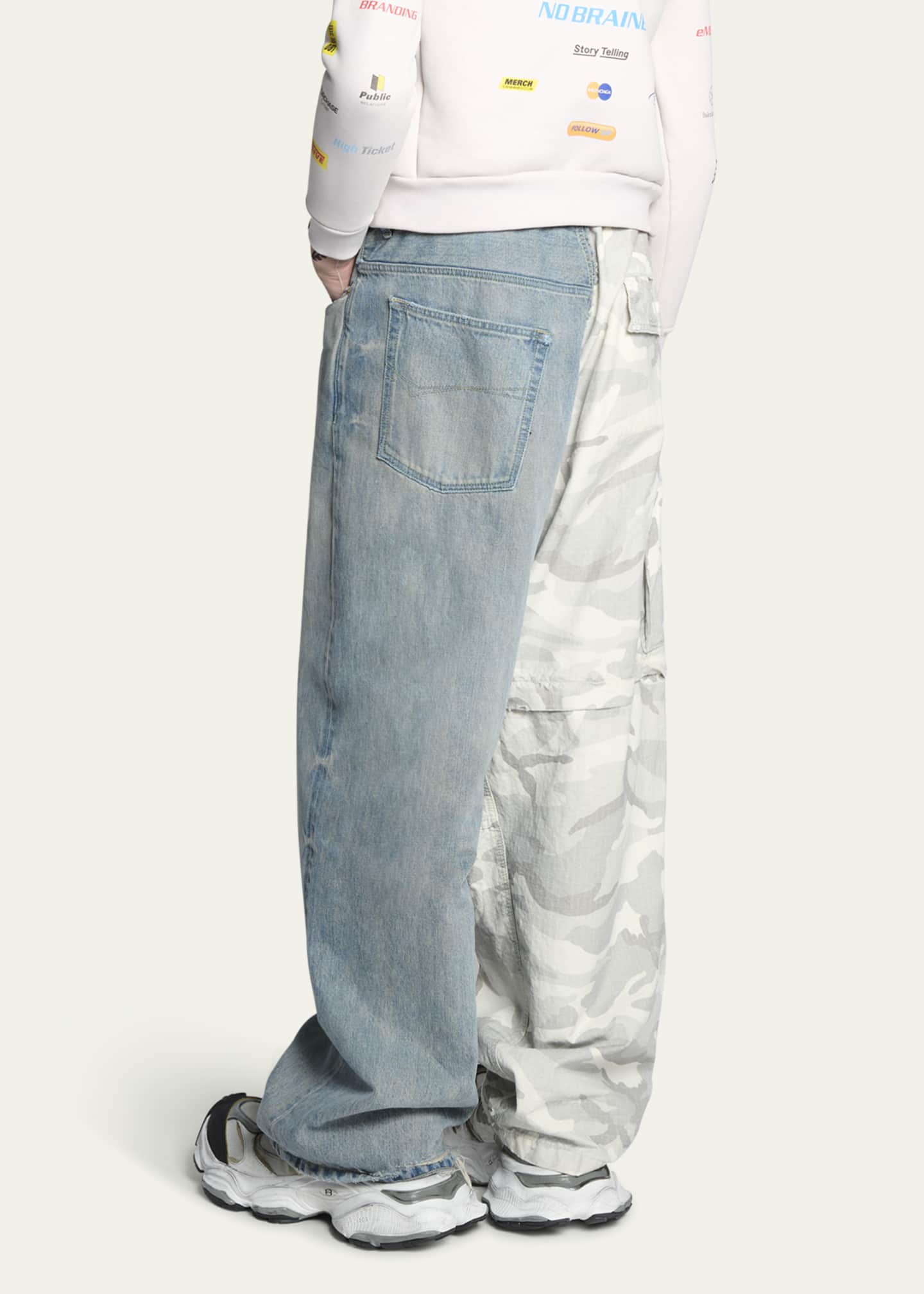 Balenciaga Men's Hybrid Denim and Camo Ripstop Pants Image 3 of 5
