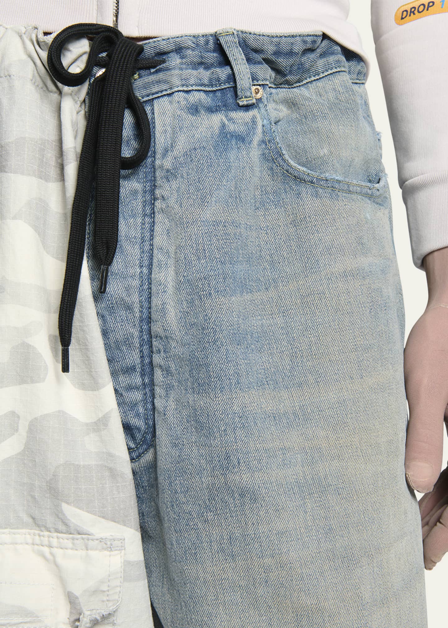 Balenciaga Men's Hybrid Denim and Camo Ripstop Pants Image 5 of 5