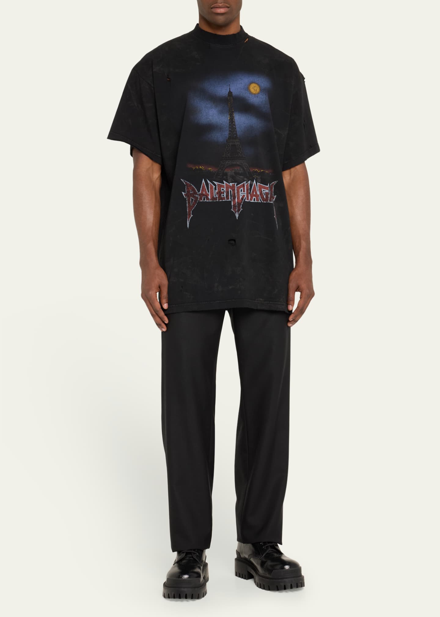 Balenciaga Men's Paris Moon Jersey T-Shirt Image 2 of 5