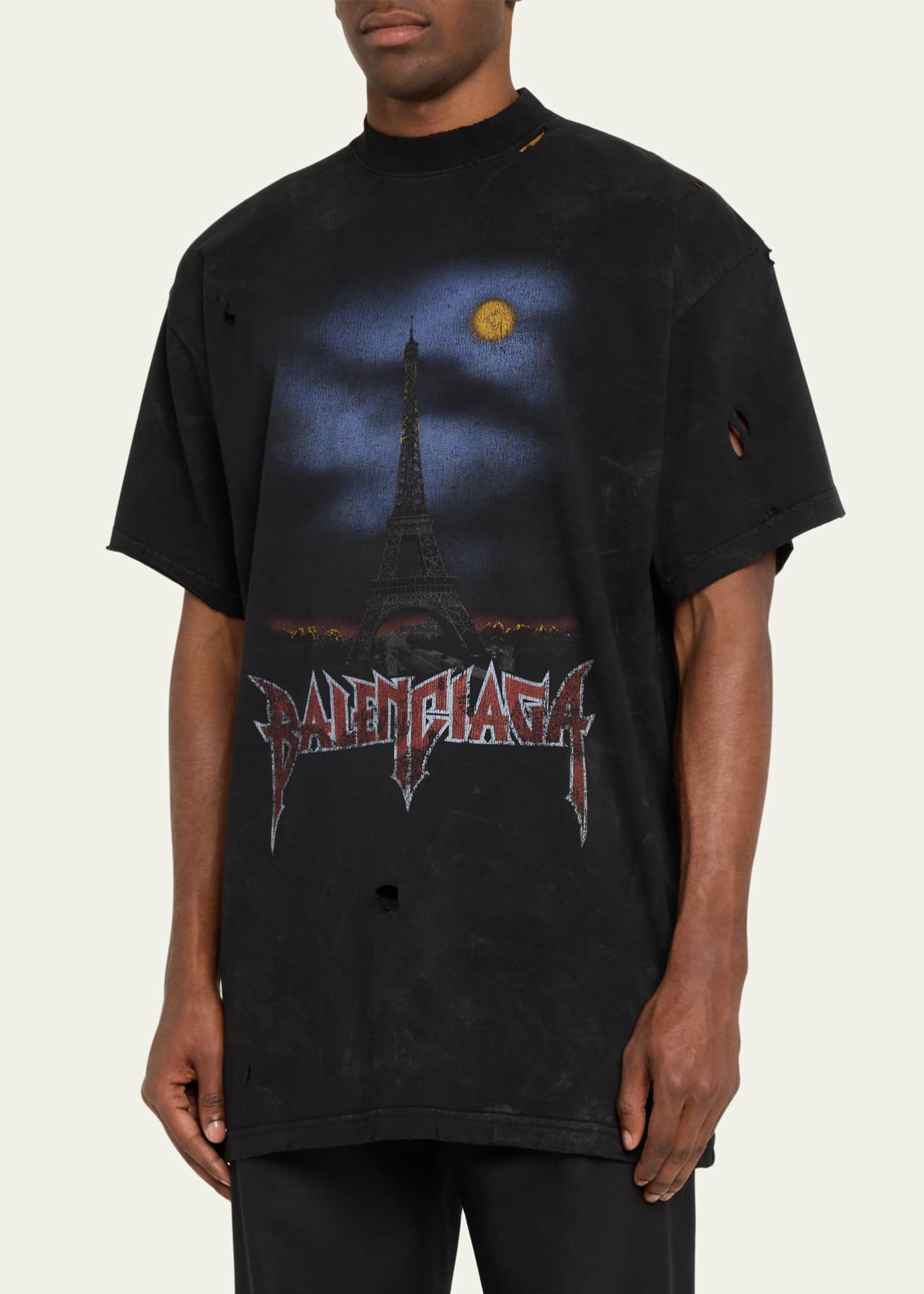 Balenciaga Men's Paris Moon Jersey T-Shirt Image 4 of 5