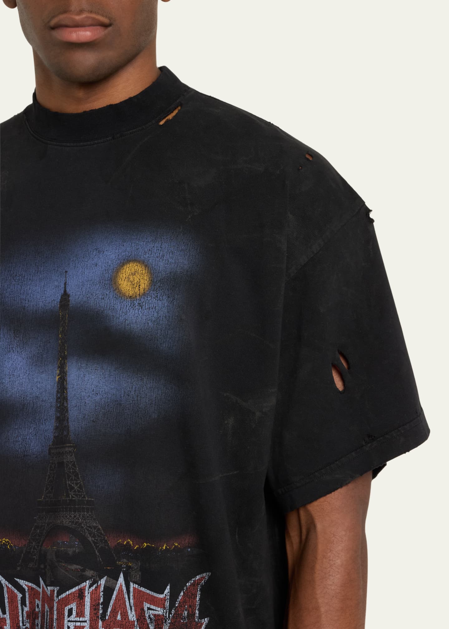 Balenciaga Men's Paris Moon Jersey T-Shirt Image 5 of 5