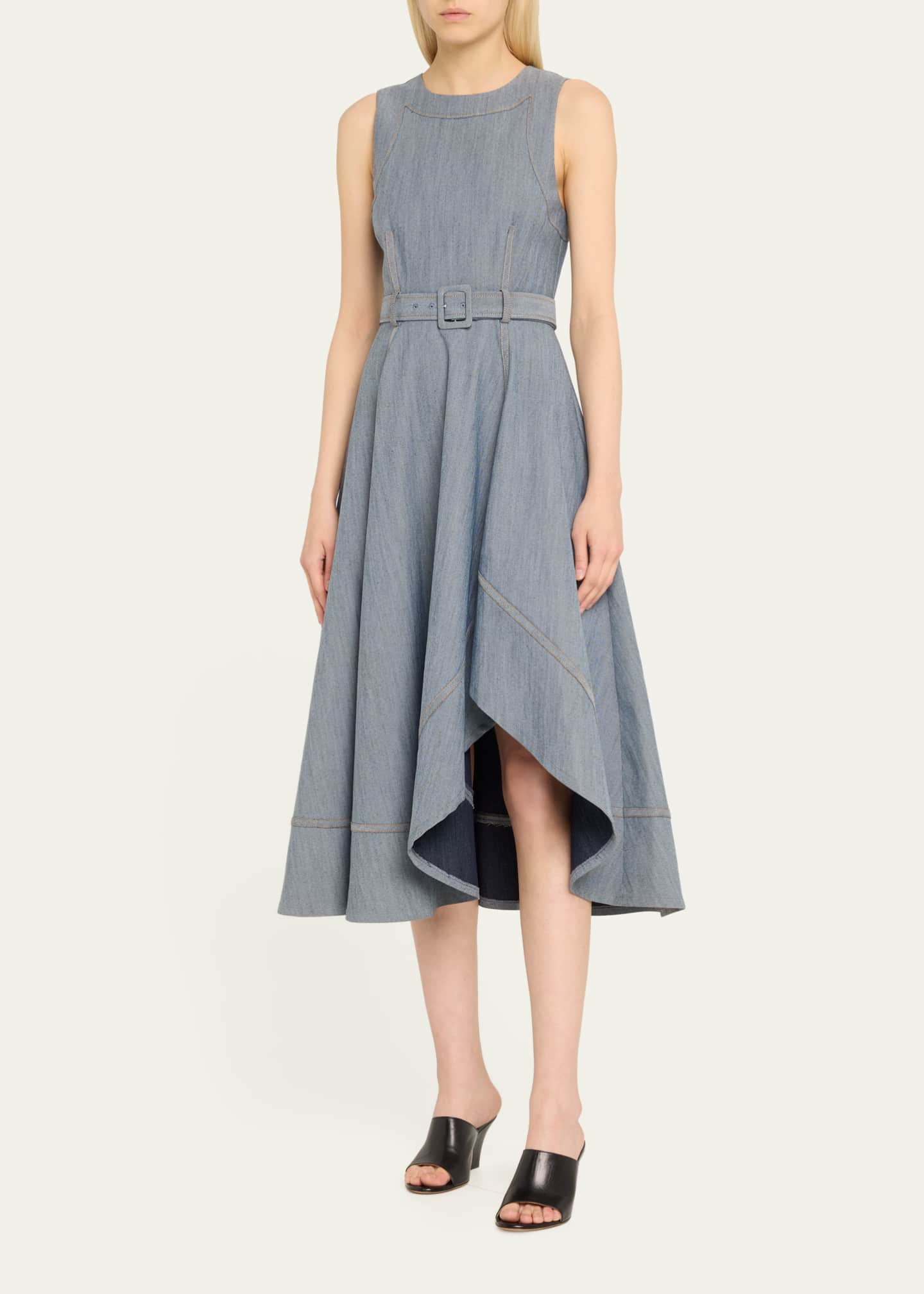 【在庫処分大特価!!】 Sept a Cinq Zelda Midi Denim Sleeveless Asymmetric Belted マフラー/ショール