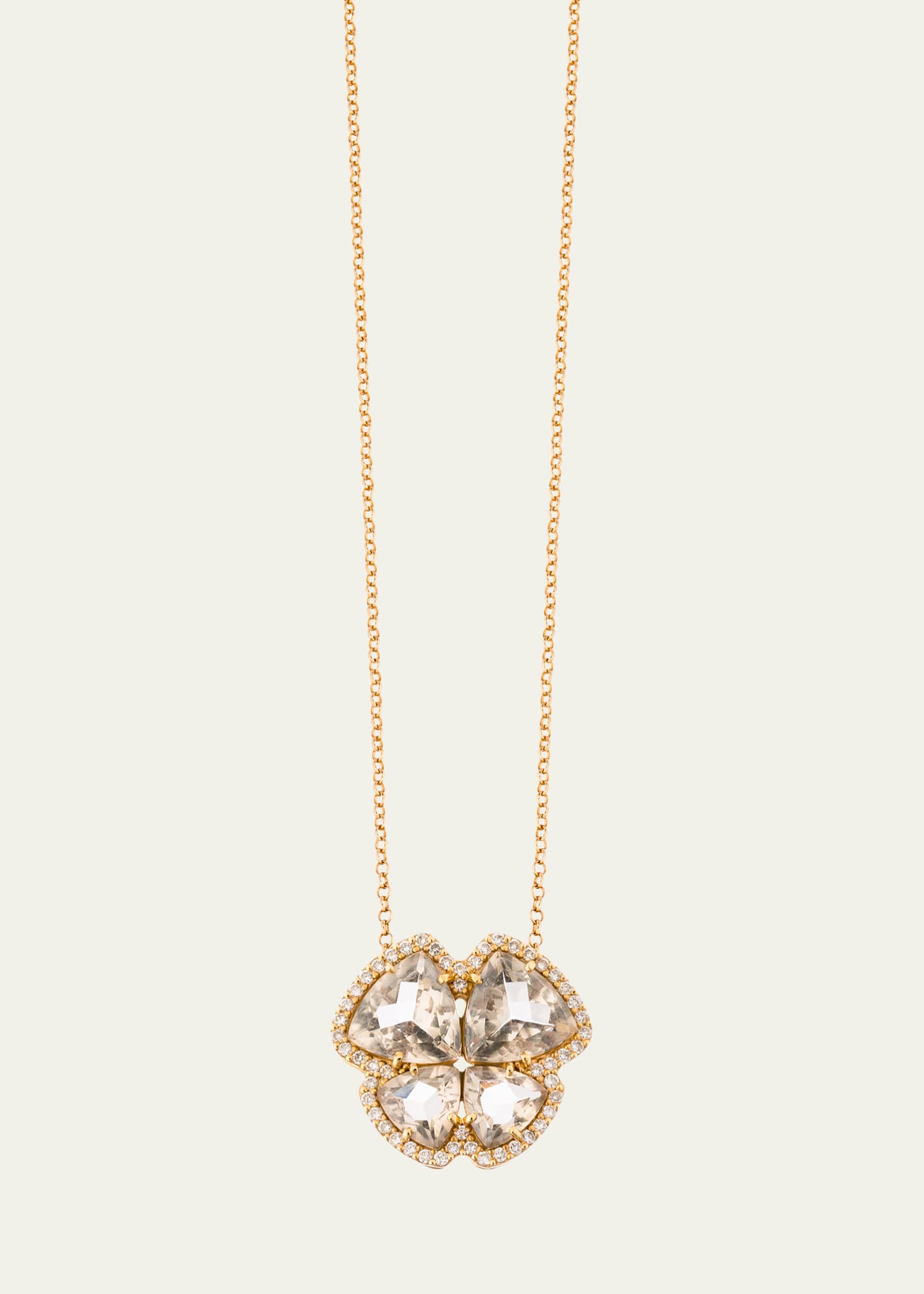 Daniella Kronfle 18K Rose Gold Medium Butterfly Necklace with Smoky Quartz and Diamonds