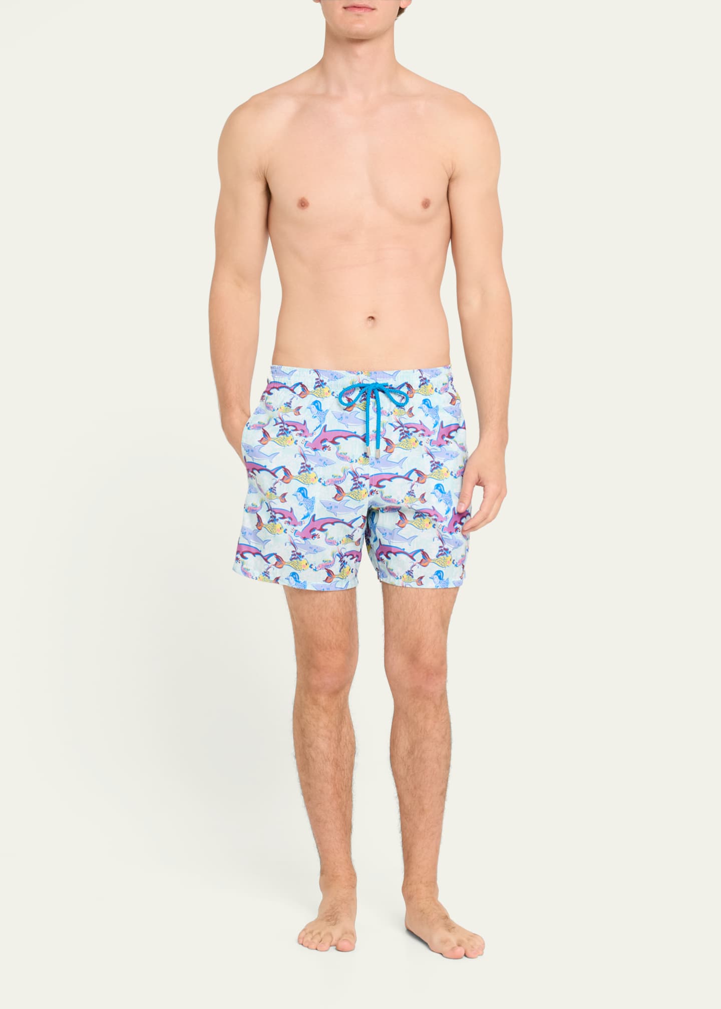 Vilebrequin Men's Allover Fish-Print Swim Shorts Image 2 of 4