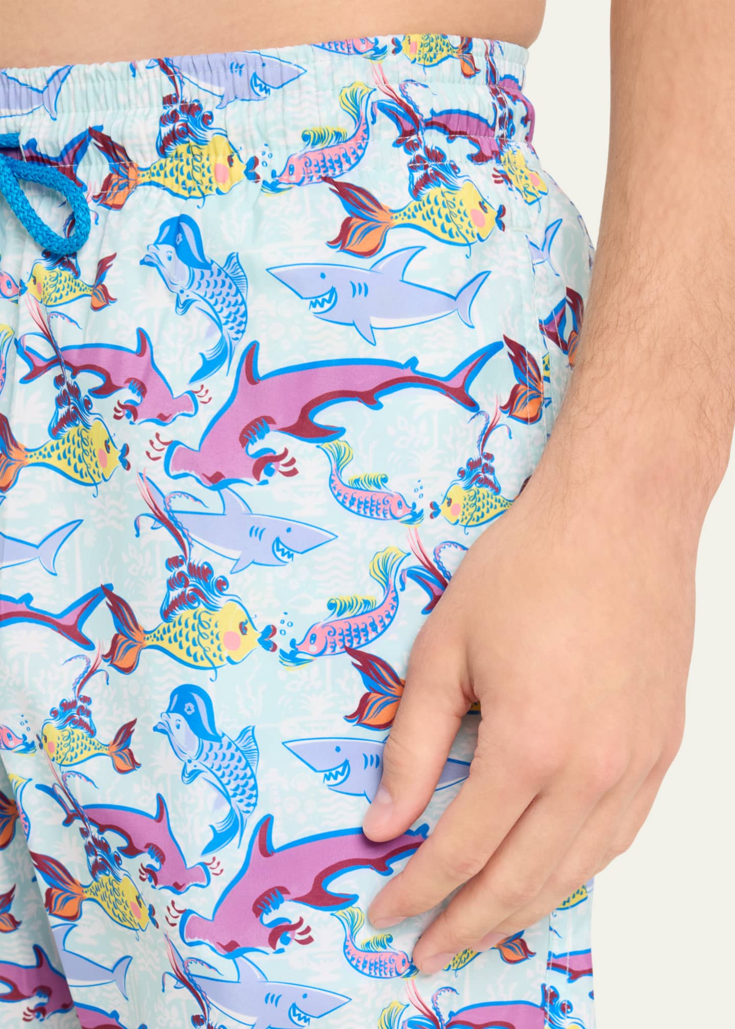 Vilebrequin Men's Allover Fish-Print Swim Shorts Image 4 of 4