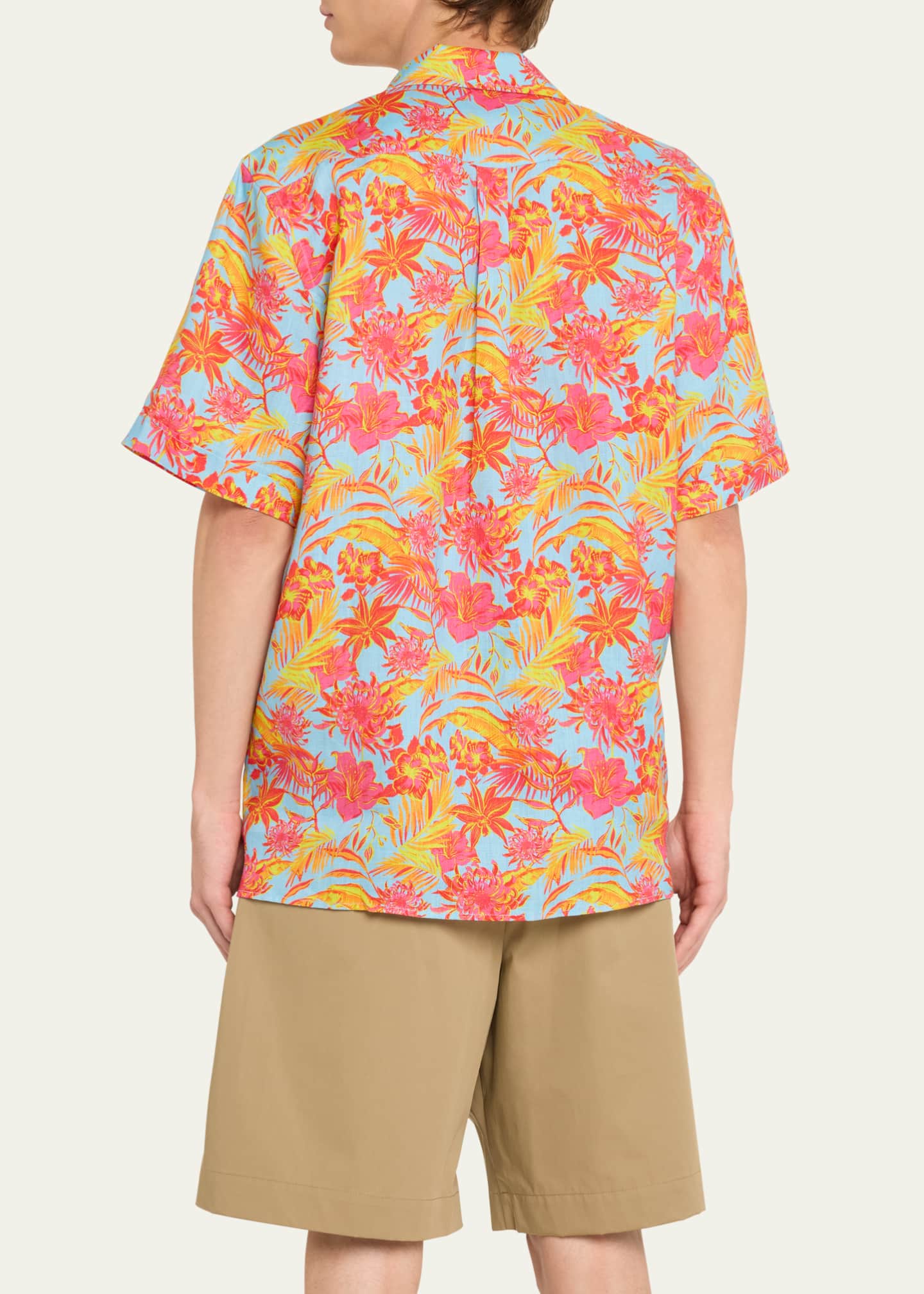 Vilebrequin Men's Tahiti Flower-Print Camp Shirt Image 3 of 5