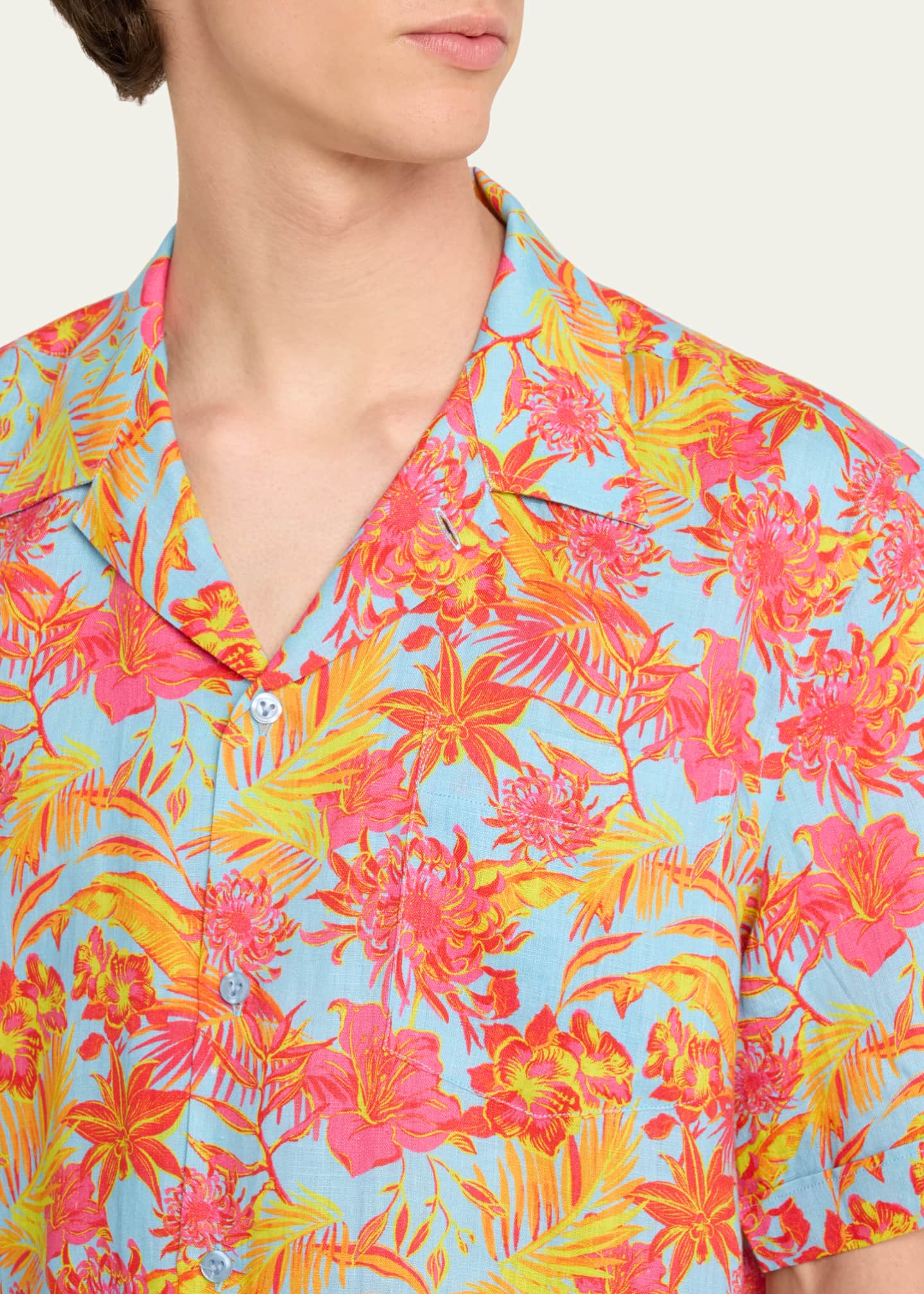 Vilebrequin Men's Tahiti Flower-Print Camp Shirt Image 5 of 5