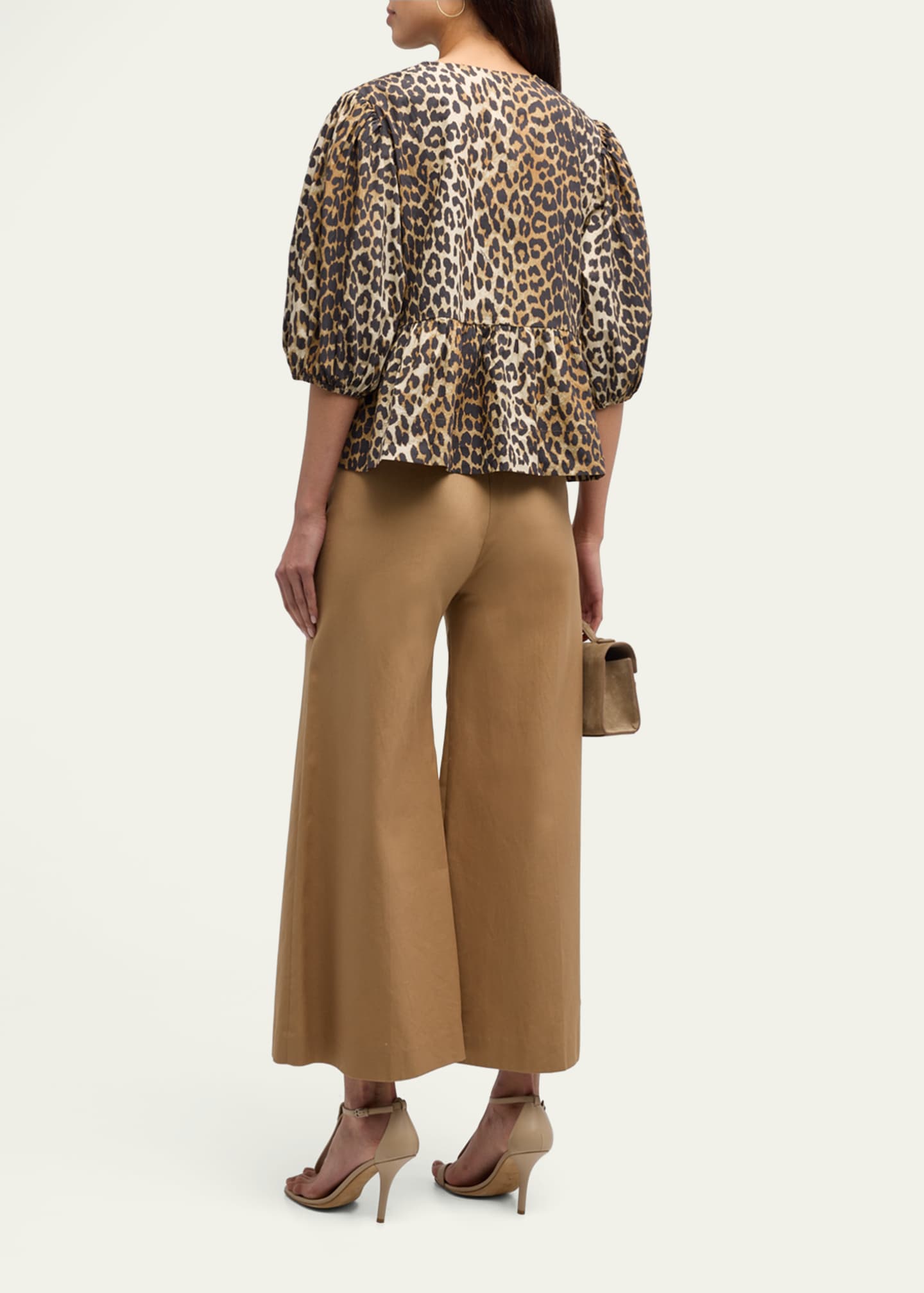 Ganni Printed Self-Tie Peplum Blouse Image 6 of 7