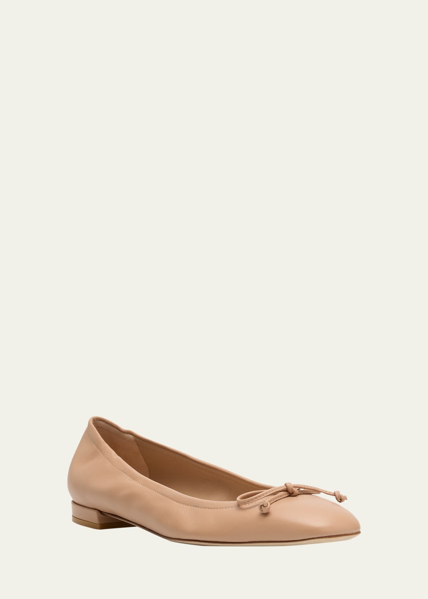Stuart Weitzman Bria Leather Bow Ballerina Flats Image 3 of 5