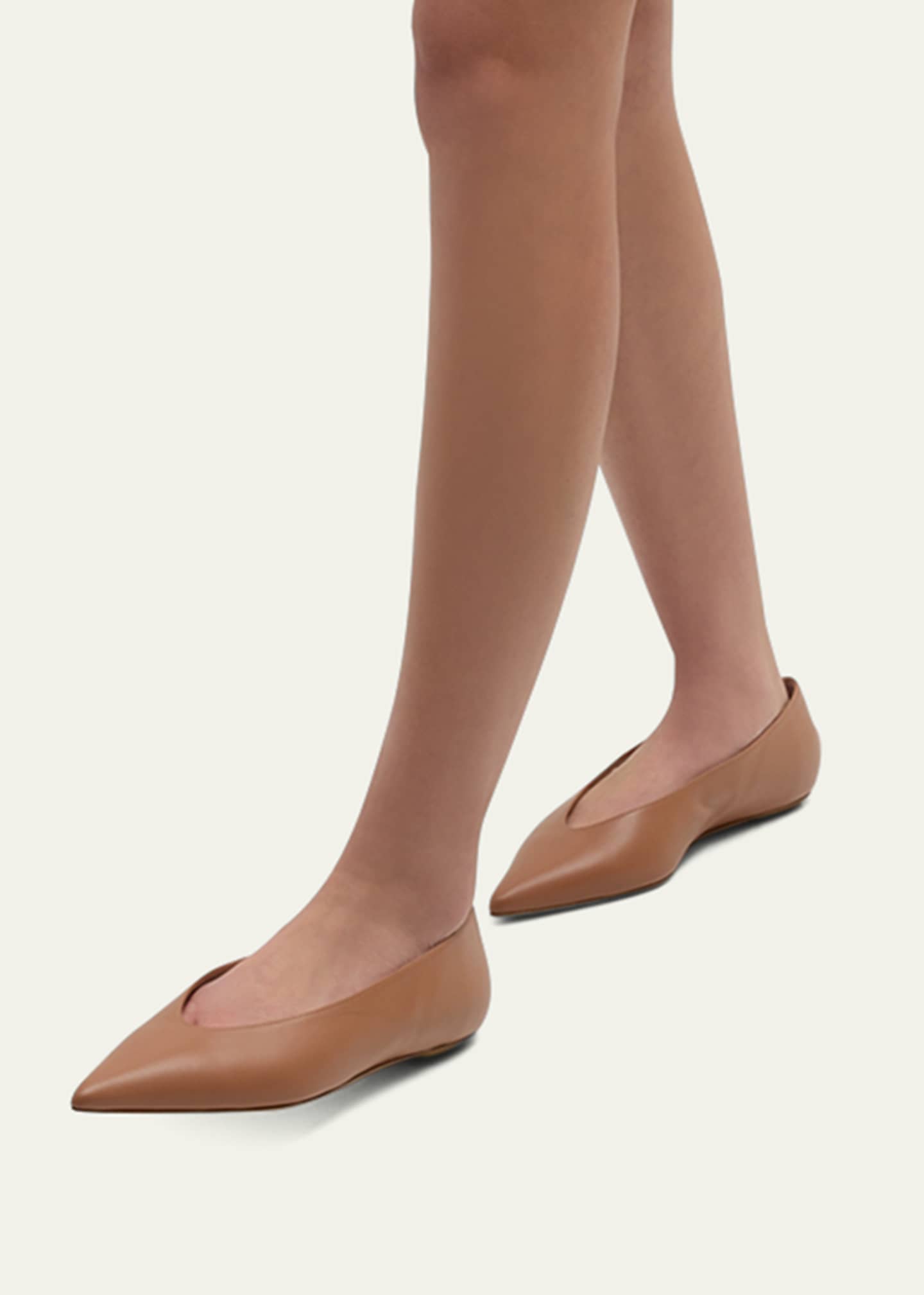 Stuart Weitzman Lina Leather Point-Toe Ballerina Flats Image 2 of 5