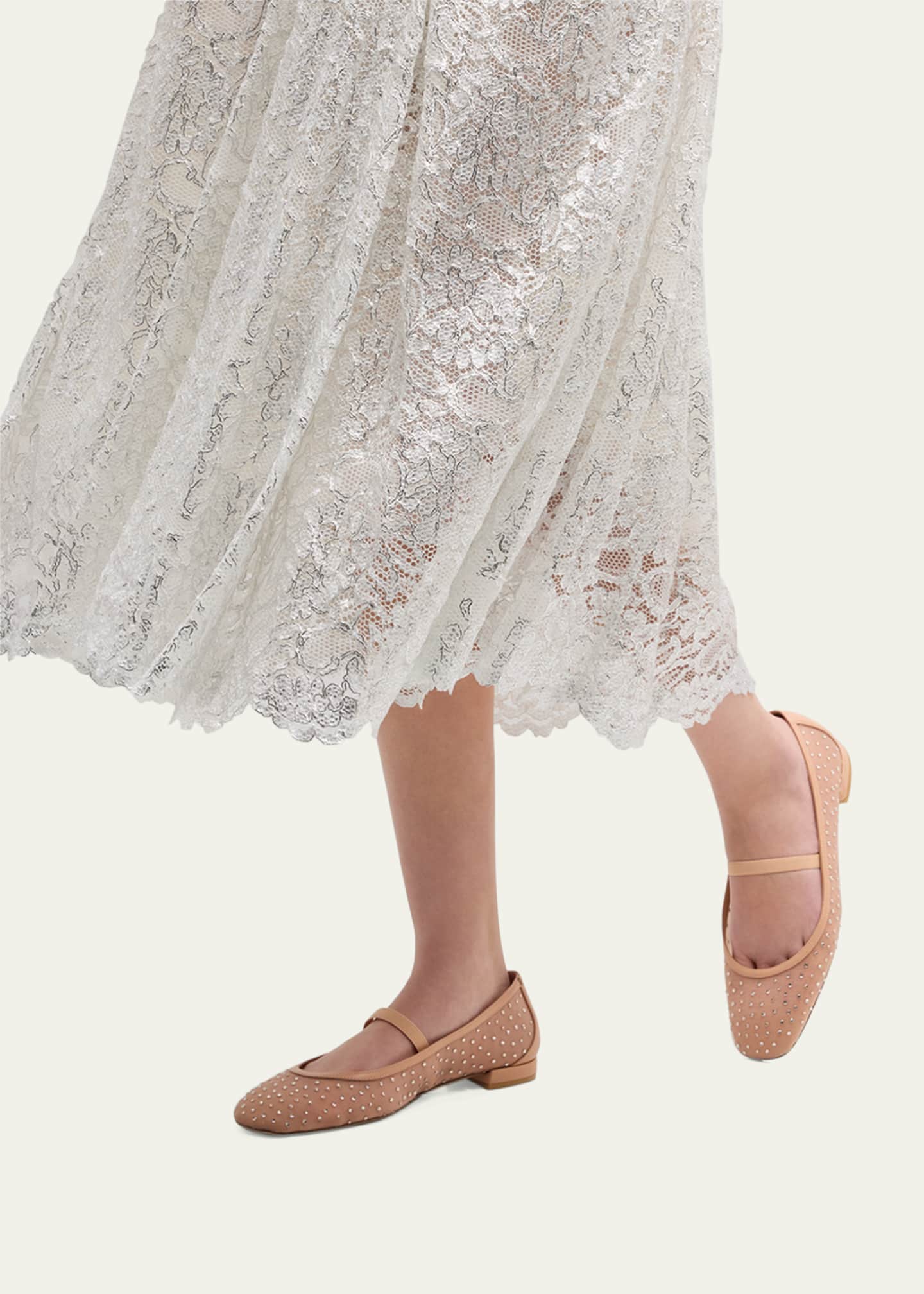 Stuart Weitzman Arabella Mesh Stud Ballerina Flats Image 2 of 5