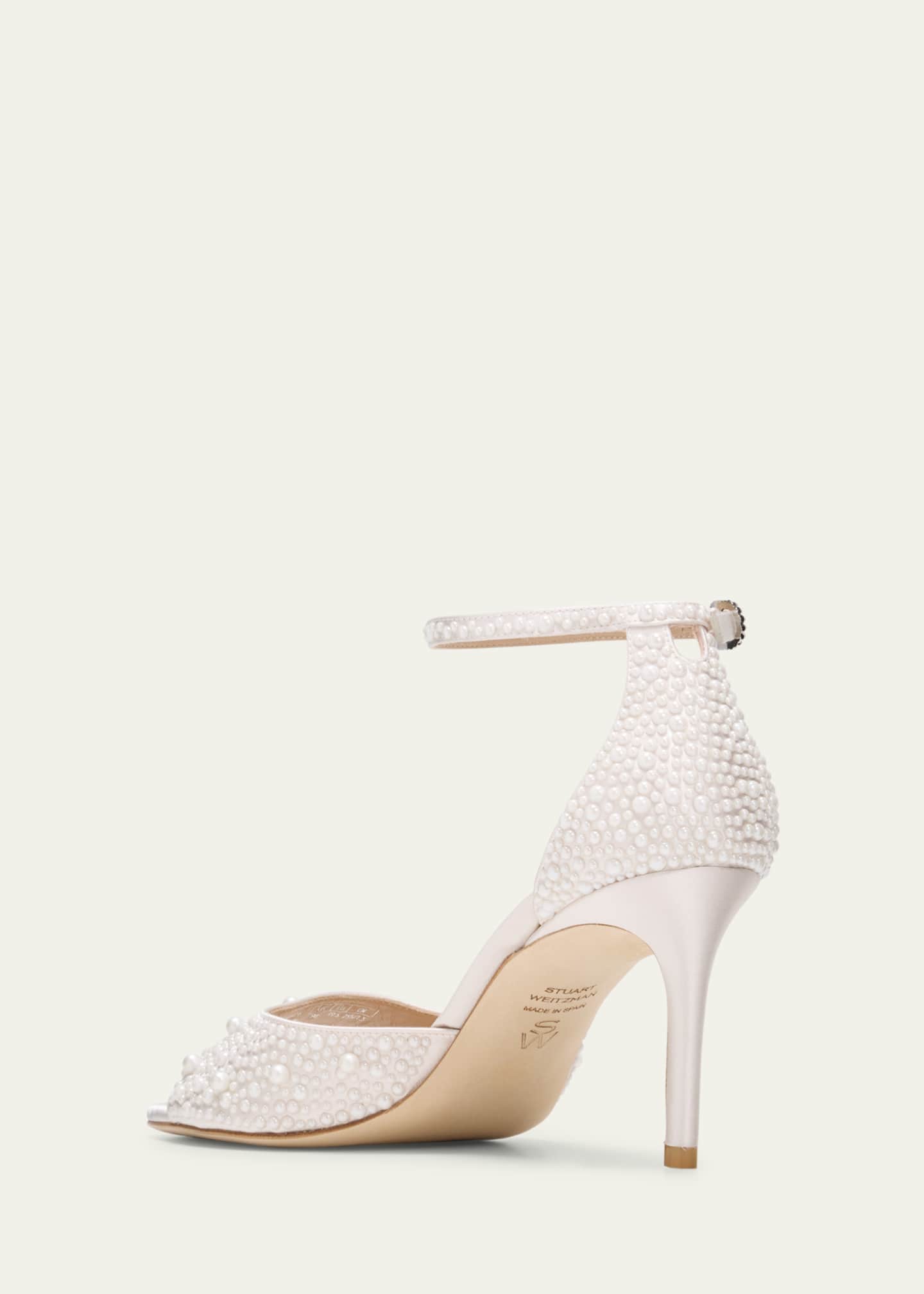 Stuart Weitzman Bliss Pearly Satin Ankle-Strap Sandals Image 4 of 5