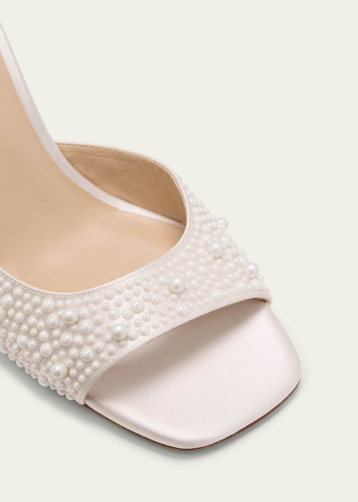 Stuart Weitzman Bliss Pearly Satin Ankle-Strap Sandals Image 5 of 5
