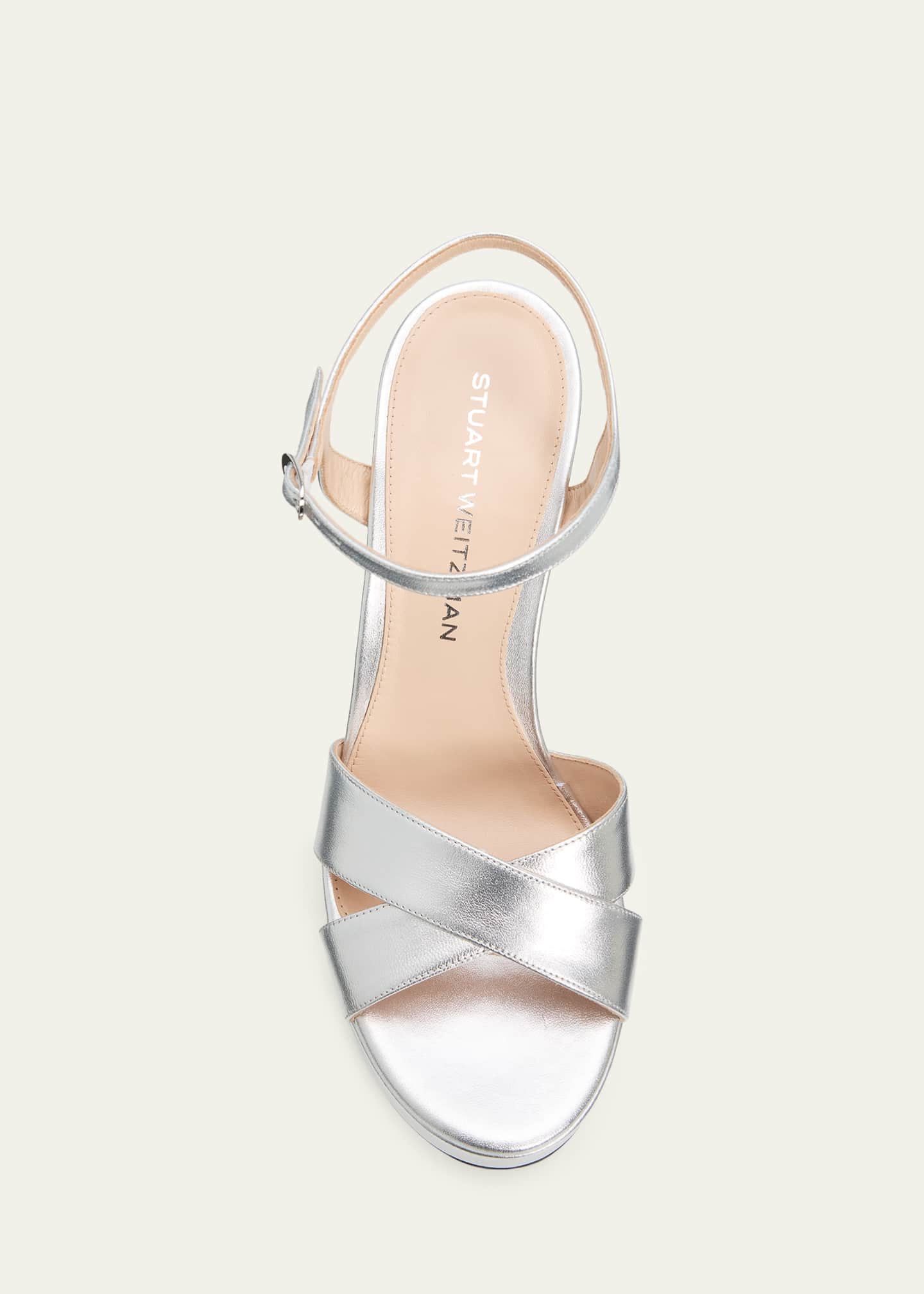 Stuart Weitzman Dayna Metallic Crisscross Platform Sandals