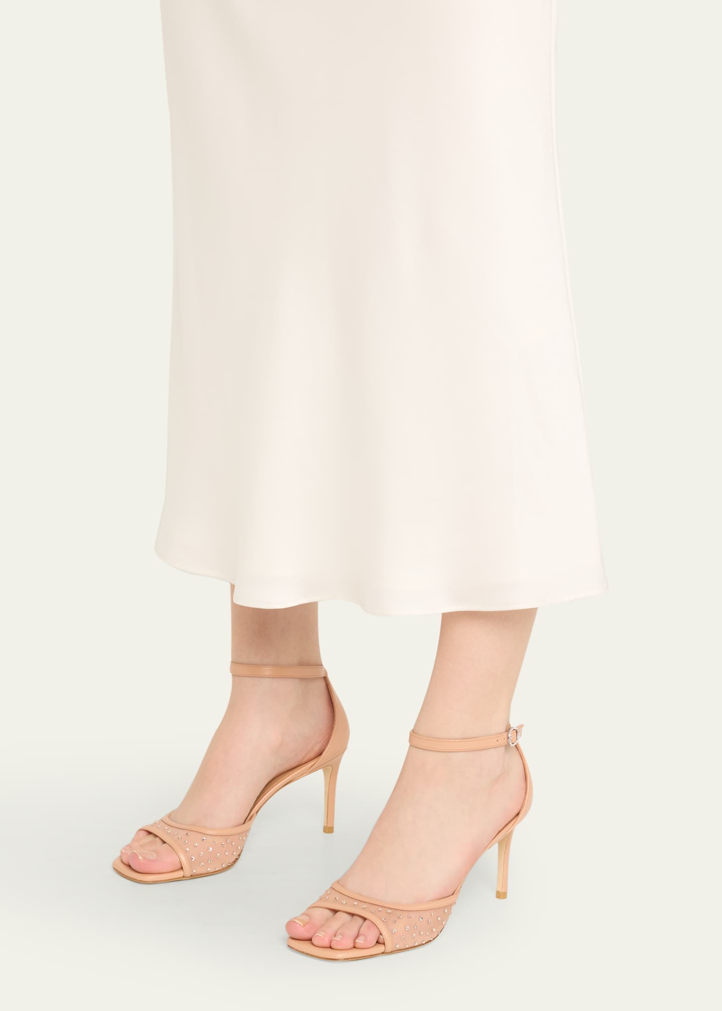 Stuart Weitzman Nudistia Crystal Mesh Ankle-Strap Sandals Image 2 of 5