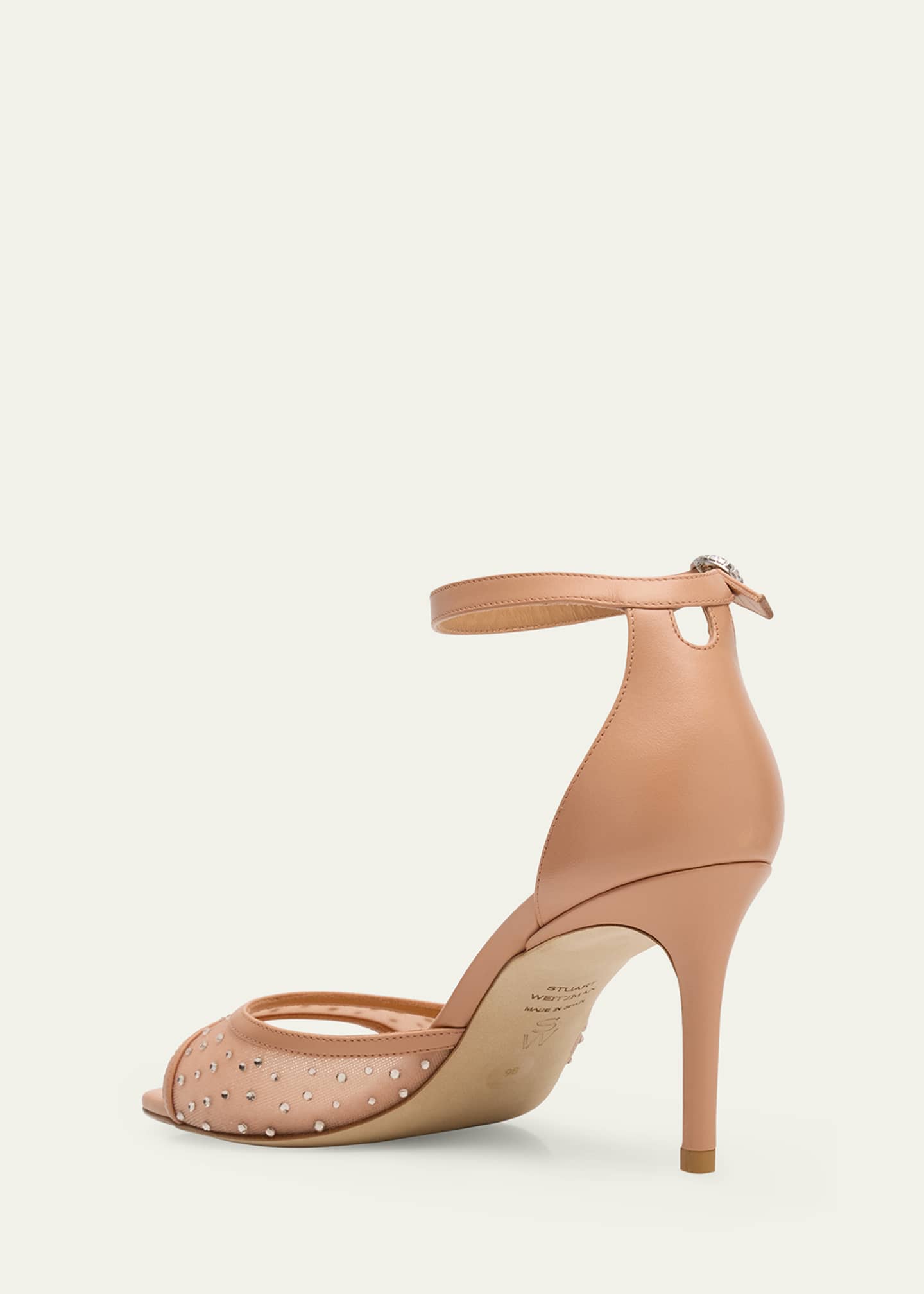 Stuart Weitzman Nudistia Crystal Mesh Ankle-Strap Sandals Image 4 of 5