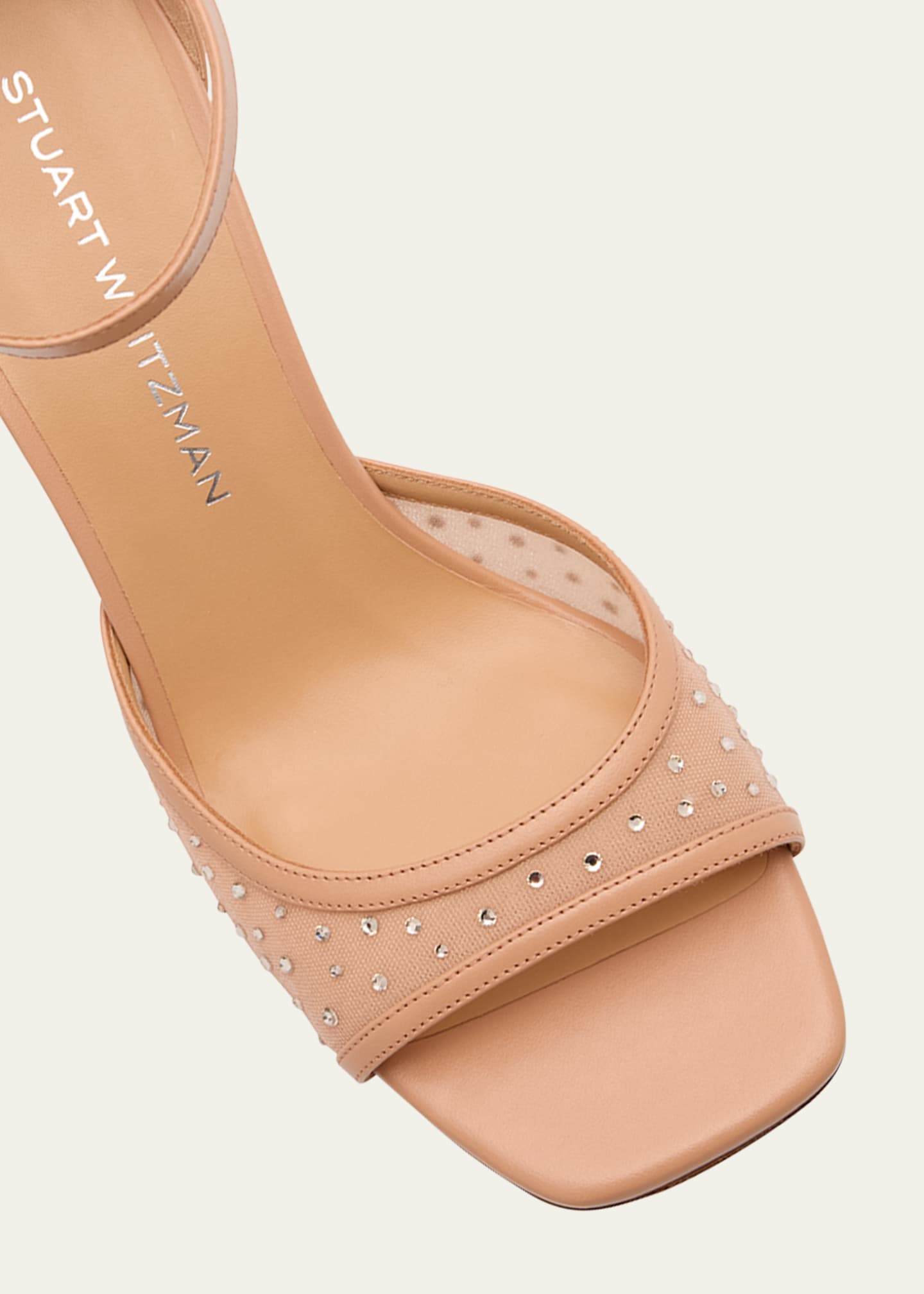 Stuart Weitzman Nudistia Crystal Mesh Ankle-Strap Sandals Image 5 of 5