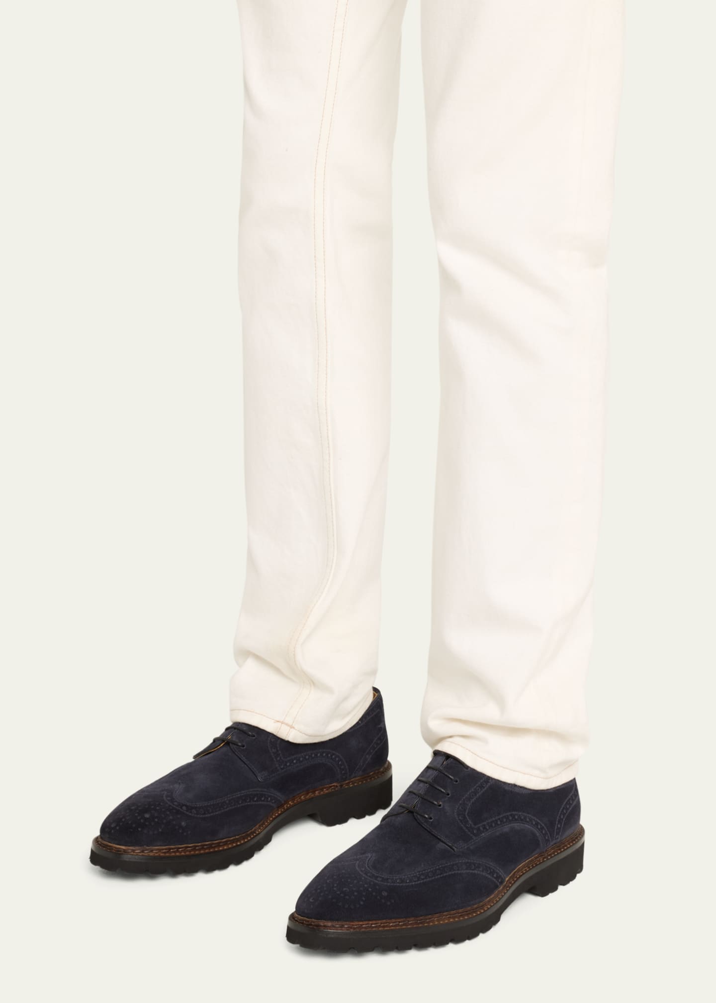 Bontoni Men's Libertino Suede Wingtip Derby Shoes Image 2 of 5
