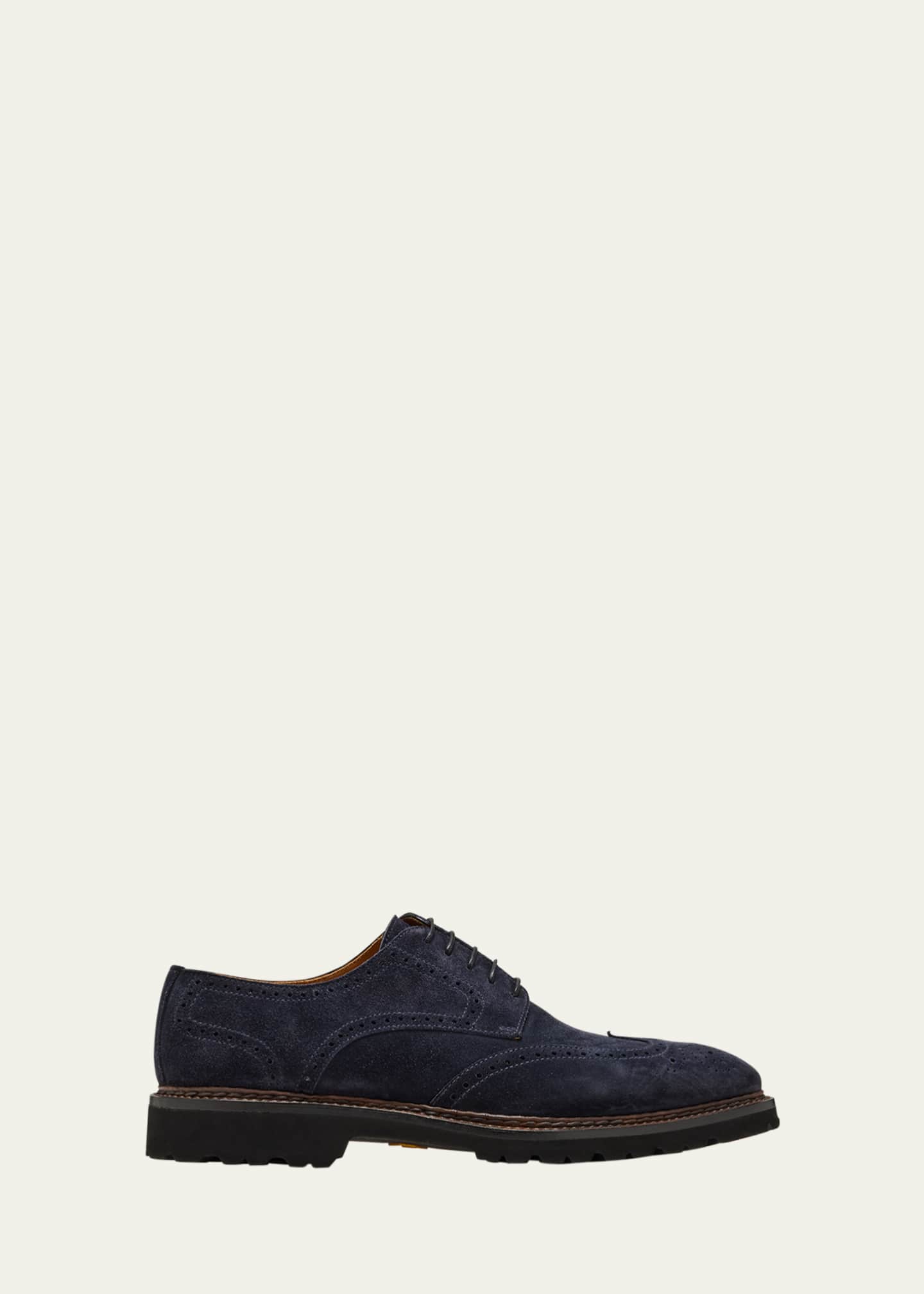 Bontoni Men's Libertino Suede Wingtip Derby Shoes Image 1 of 5