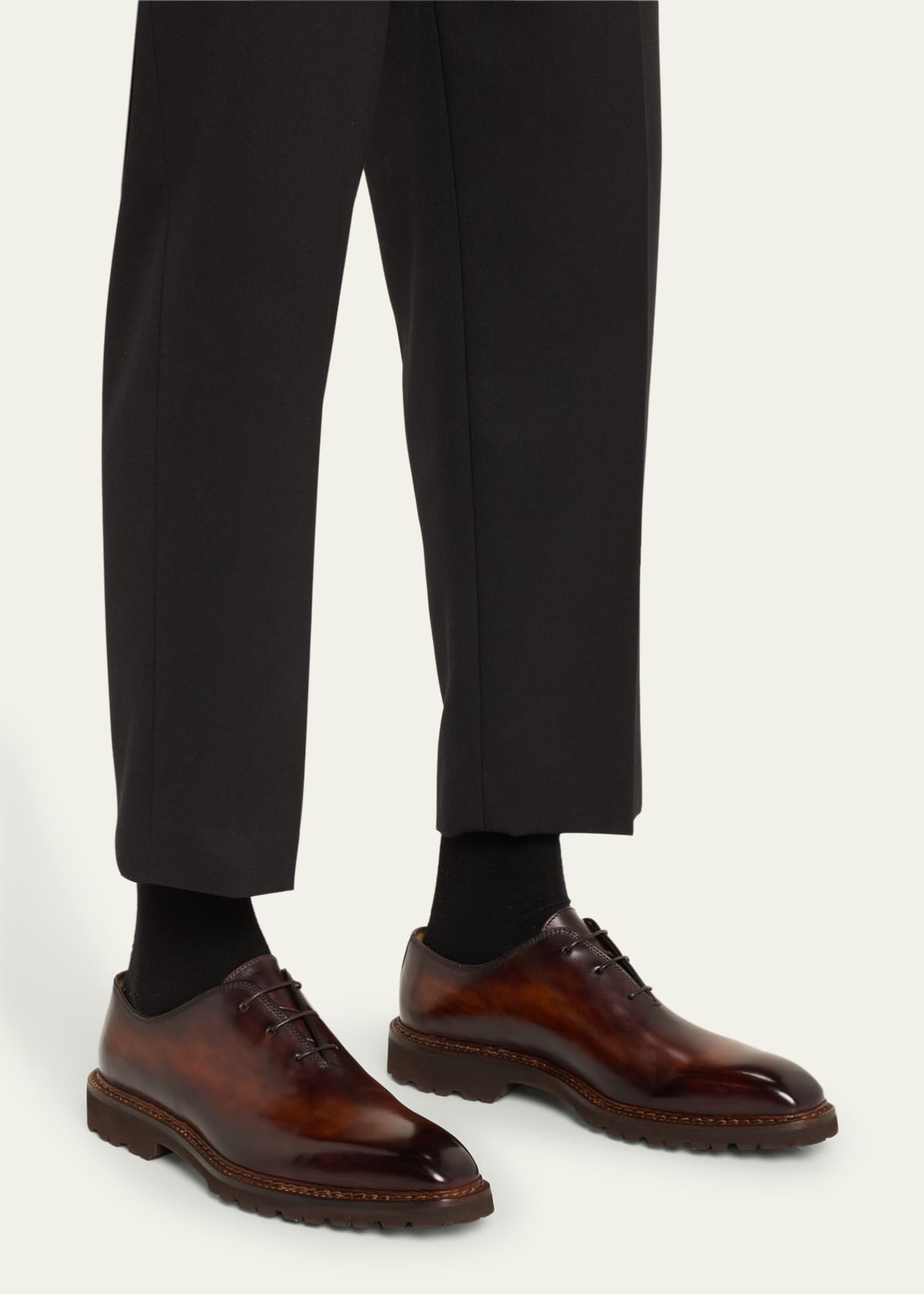 Bontoni Men's Mocambo Lug-Sole Leather Oxfords Image 2 of 5