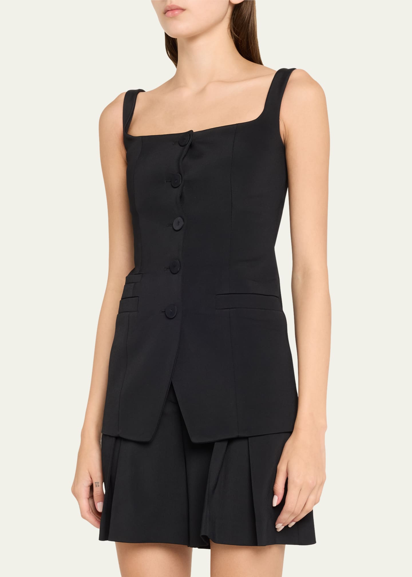 Another Tomorrow Square-Neck Buttoned Top Image 4 of 5