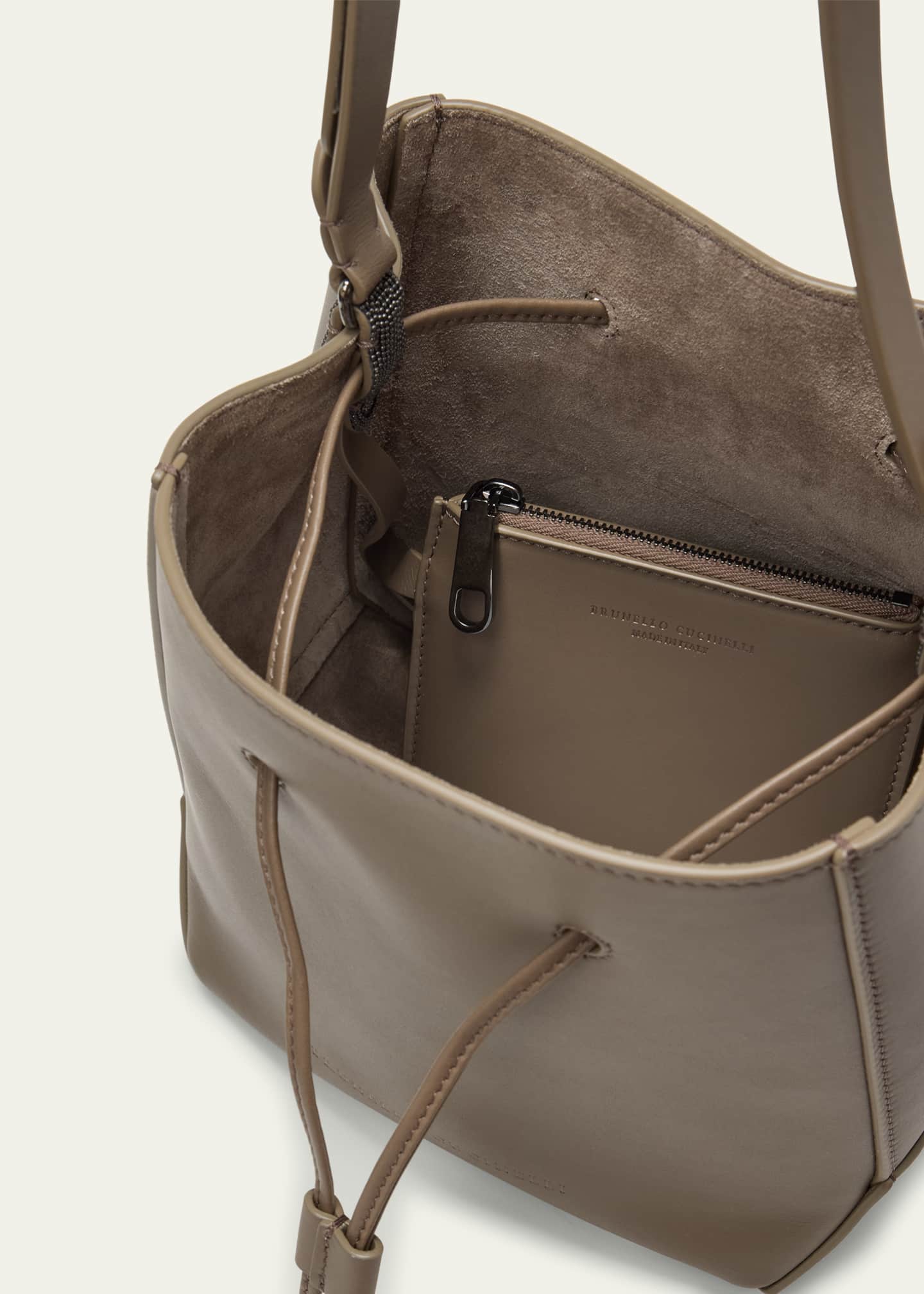 Brunello Cucinelli Gray Calf Leather Bos Taurus Clutch Bag