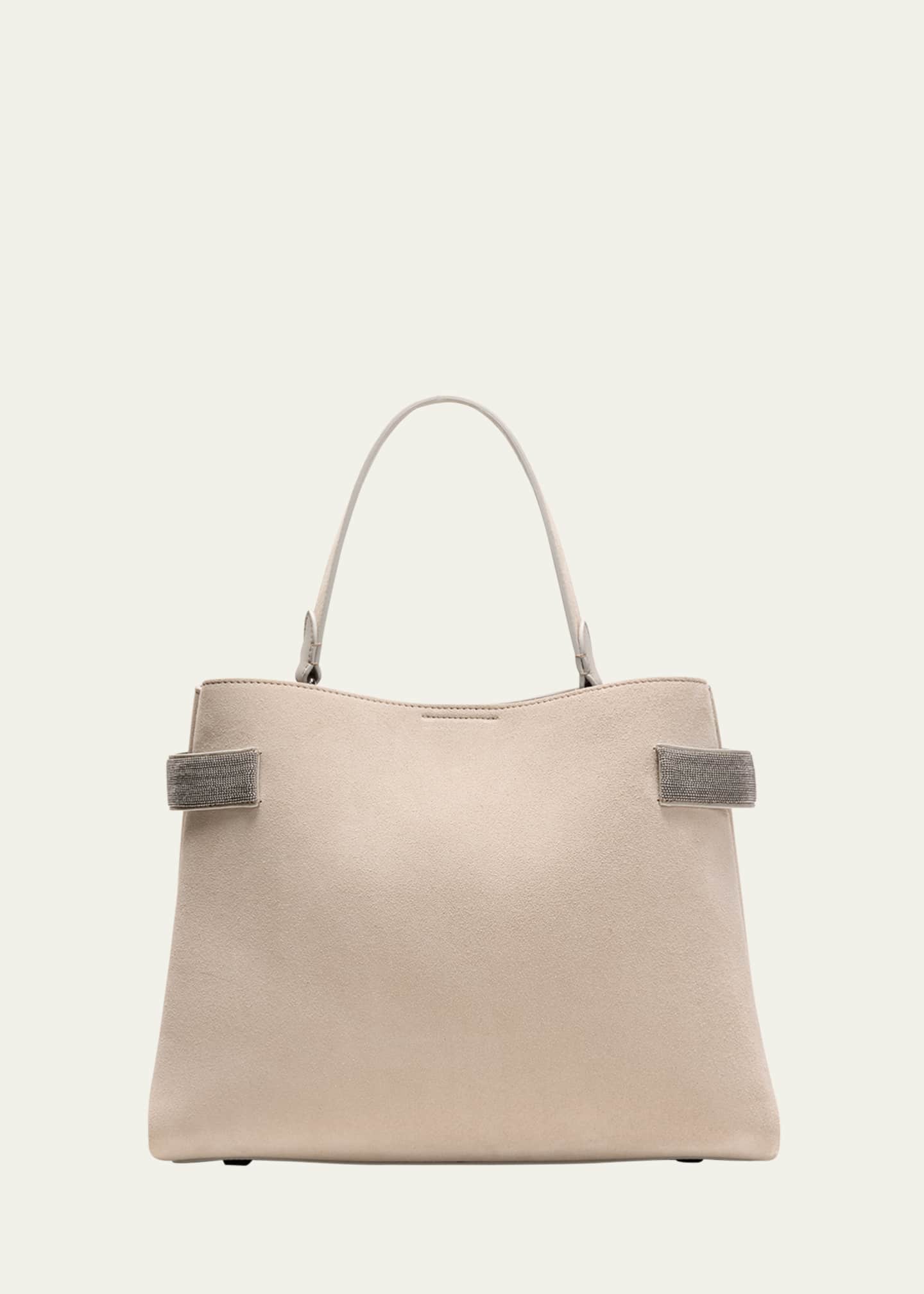 Brunello Cucinelli Medium Monili Suede Tote Bag Image 1 of 5