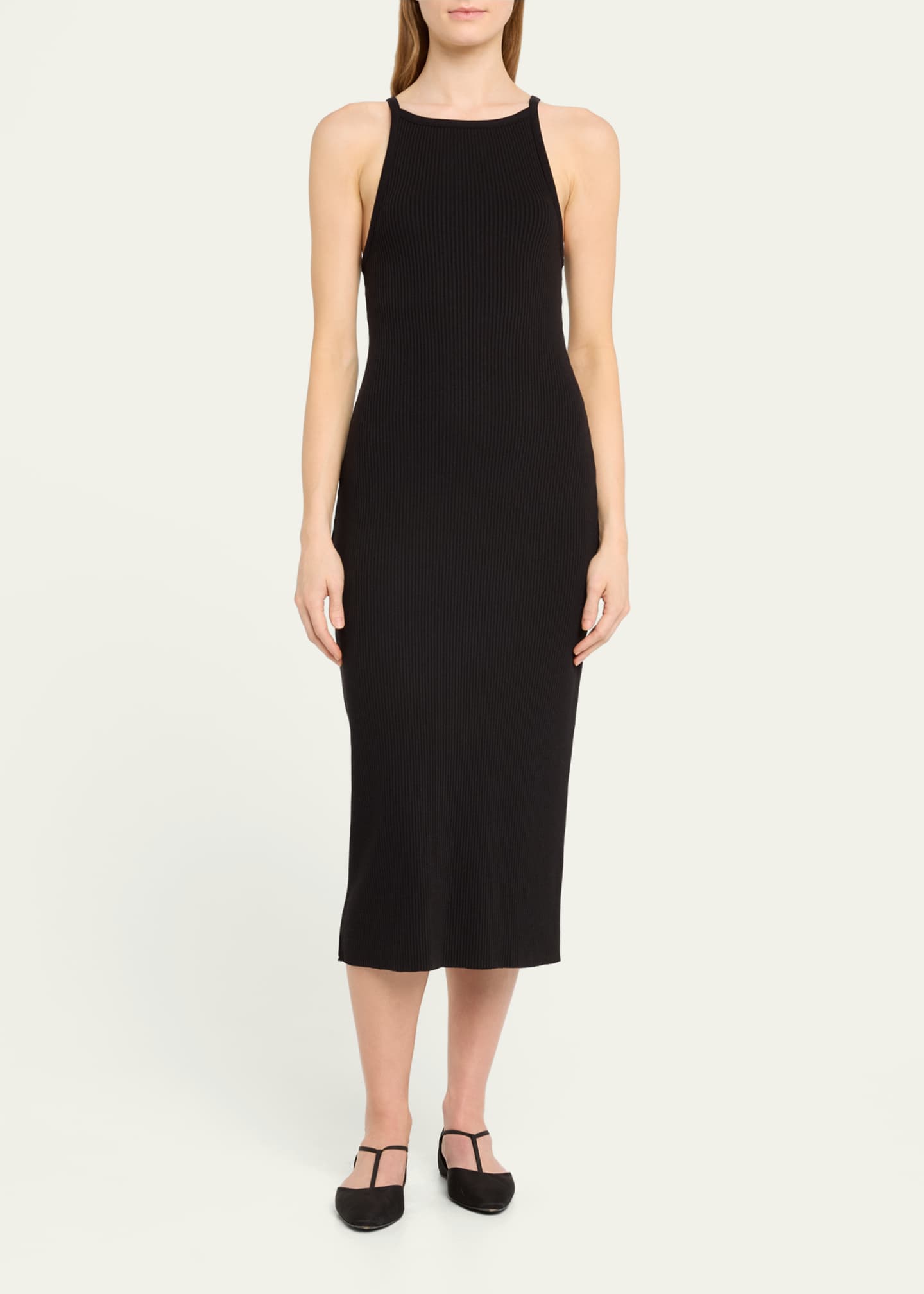 Vince Ribbed High-Neck Midi Tank Dress - Bergdorf Goodman