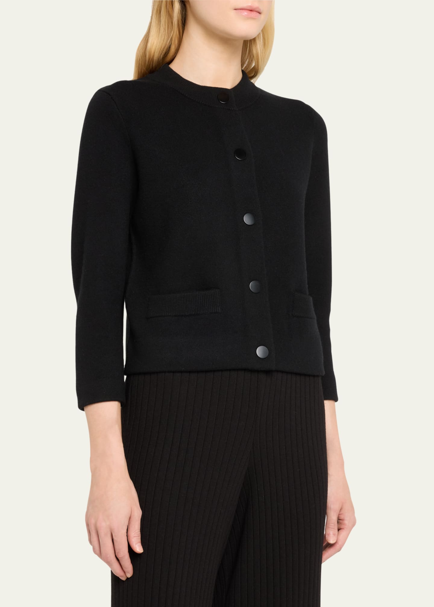 Vince Wool and Cashmere Shrunken Snap Cardigan Bergdorf Goodman