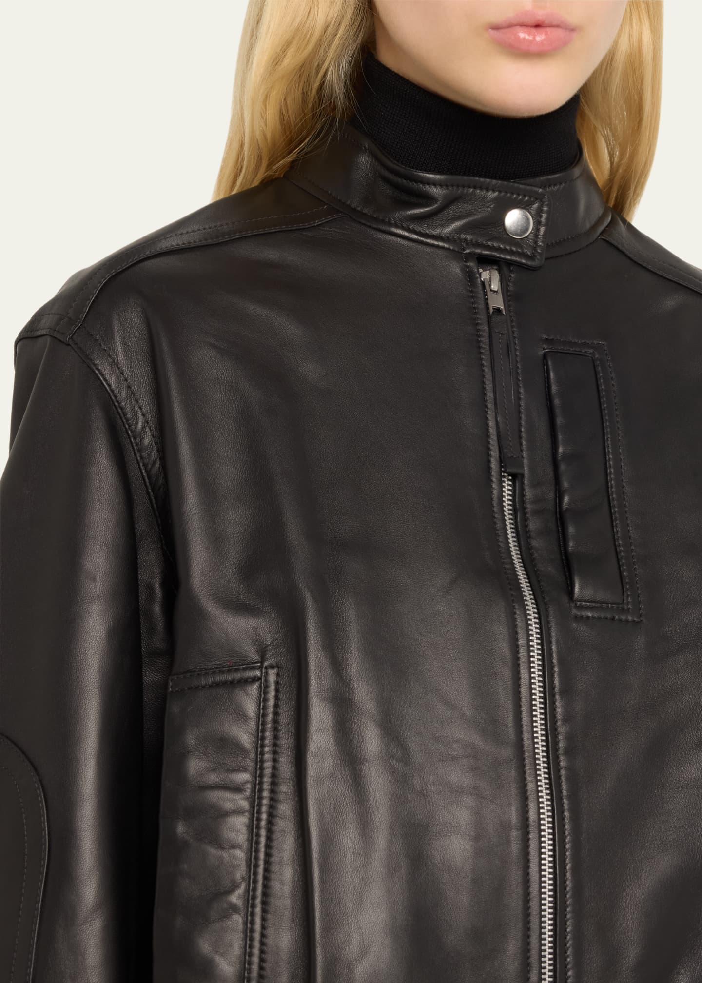 Vince Lambskin Leather Cropped Bomber Jacket Bergdorf Goodman