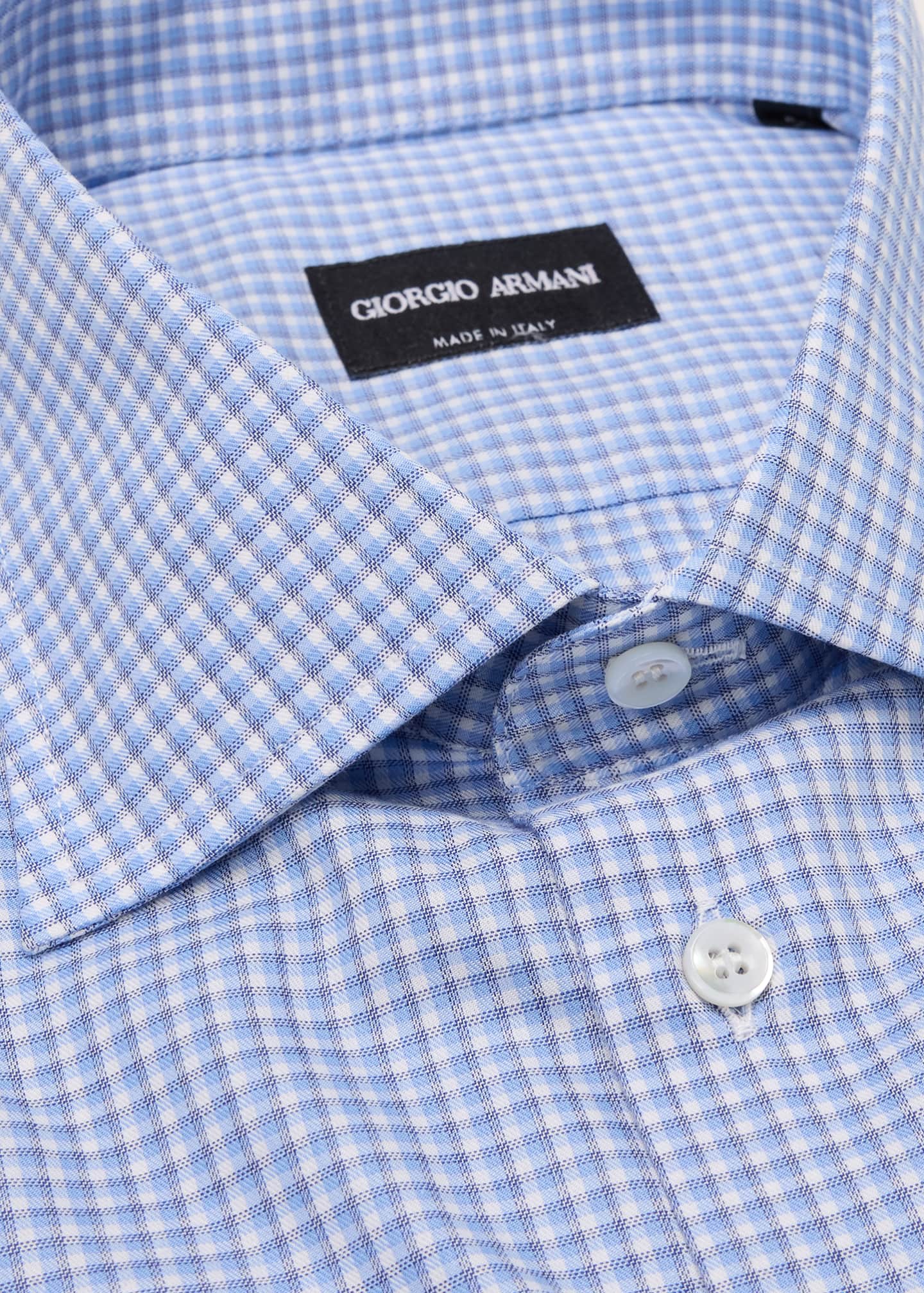Giorgio Armani Men's Cotton Plaid Dress Shirt Image 2 of 2