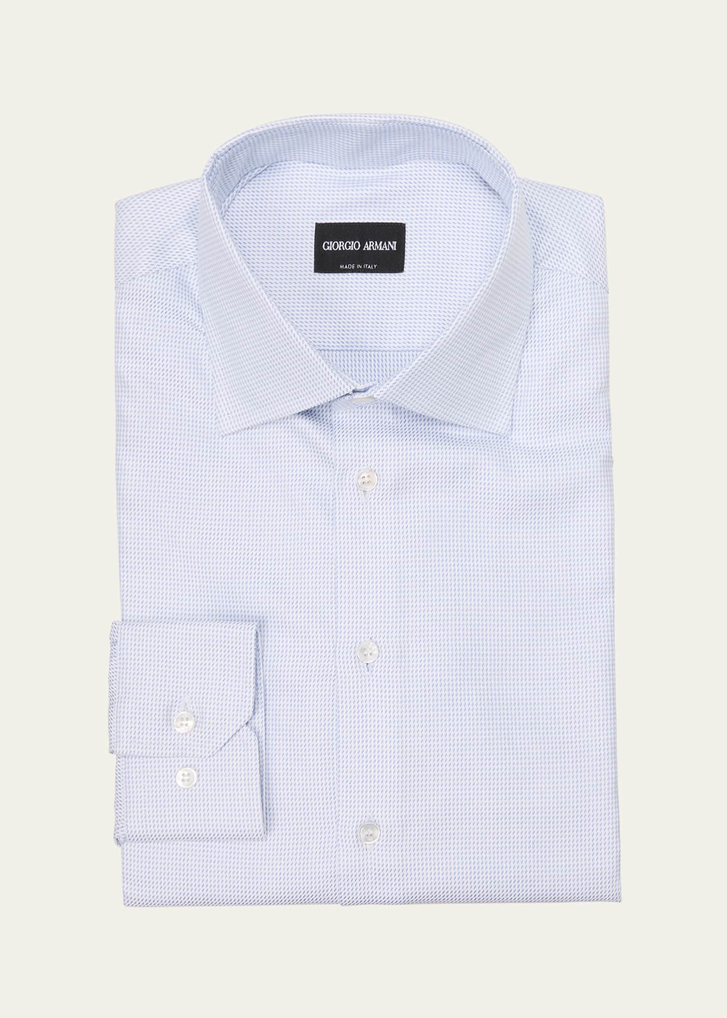 Giorgio Armani Men's Cotton Basketweave Dress Shirt Image 1 of 2