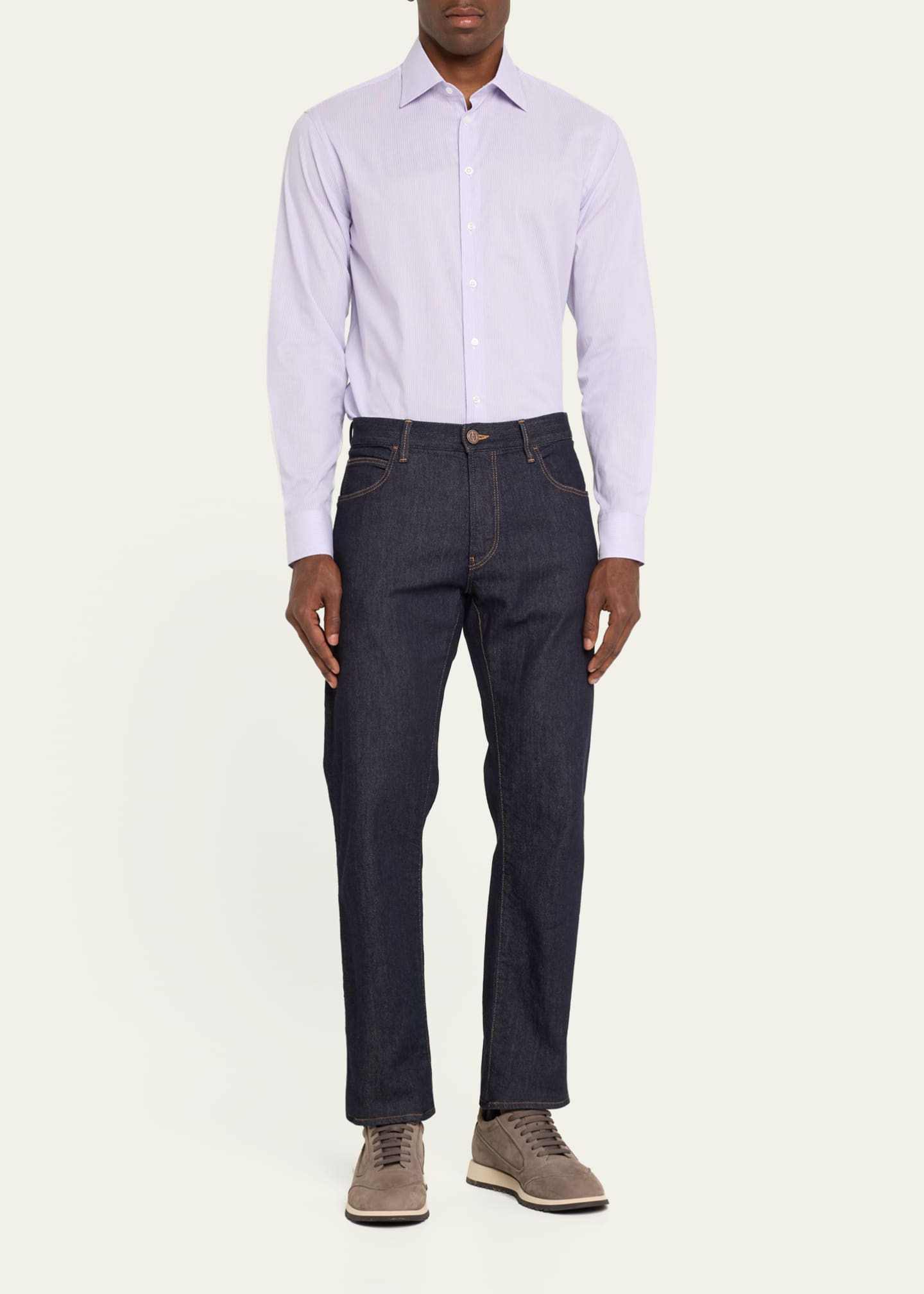 Giorgio Armani Men's Micro-Stripe Dress Shirt Image 2 of 5