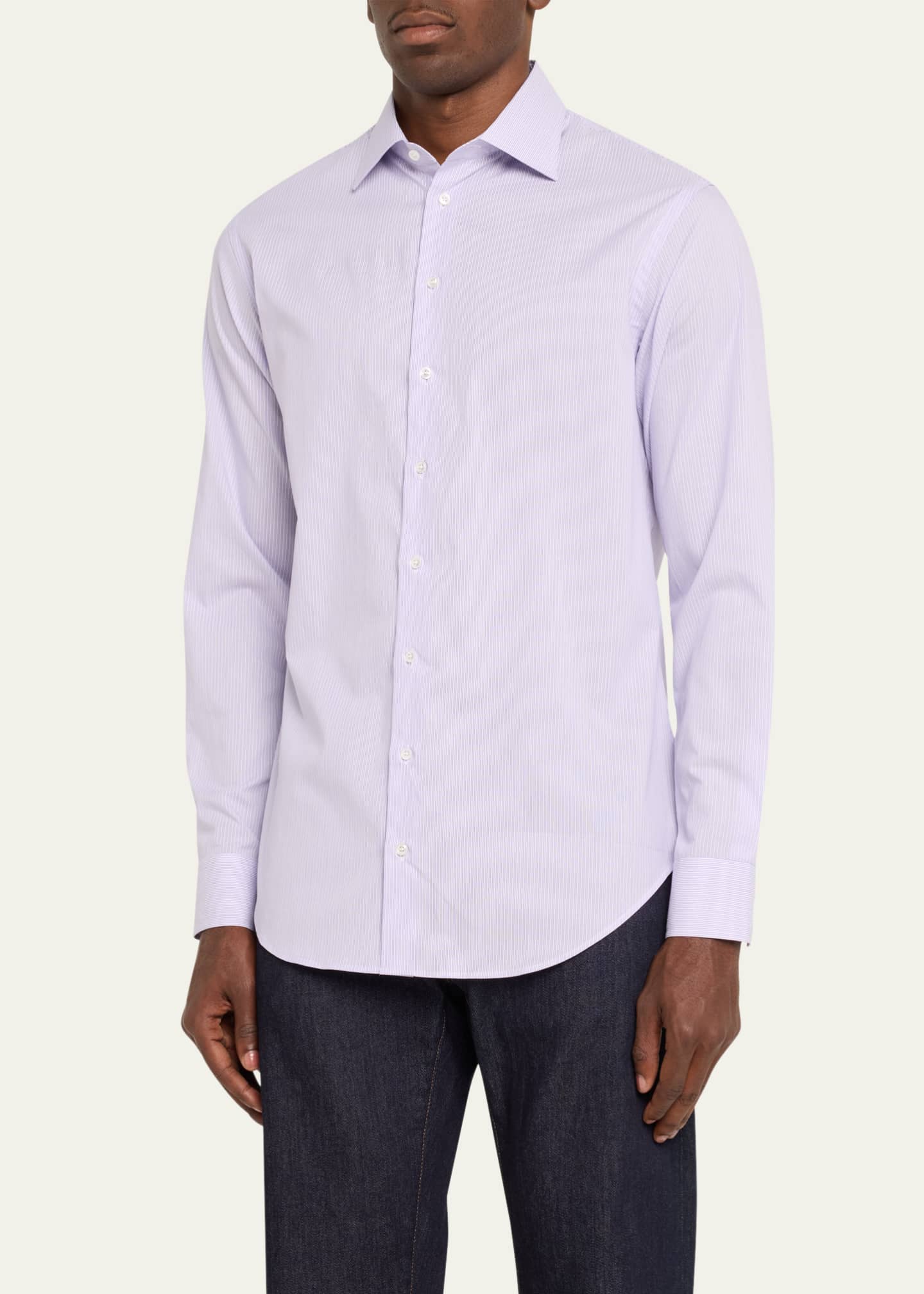 Giorgio Armani Men's Micro-Stripe Dress Shirt Image 4 of 5