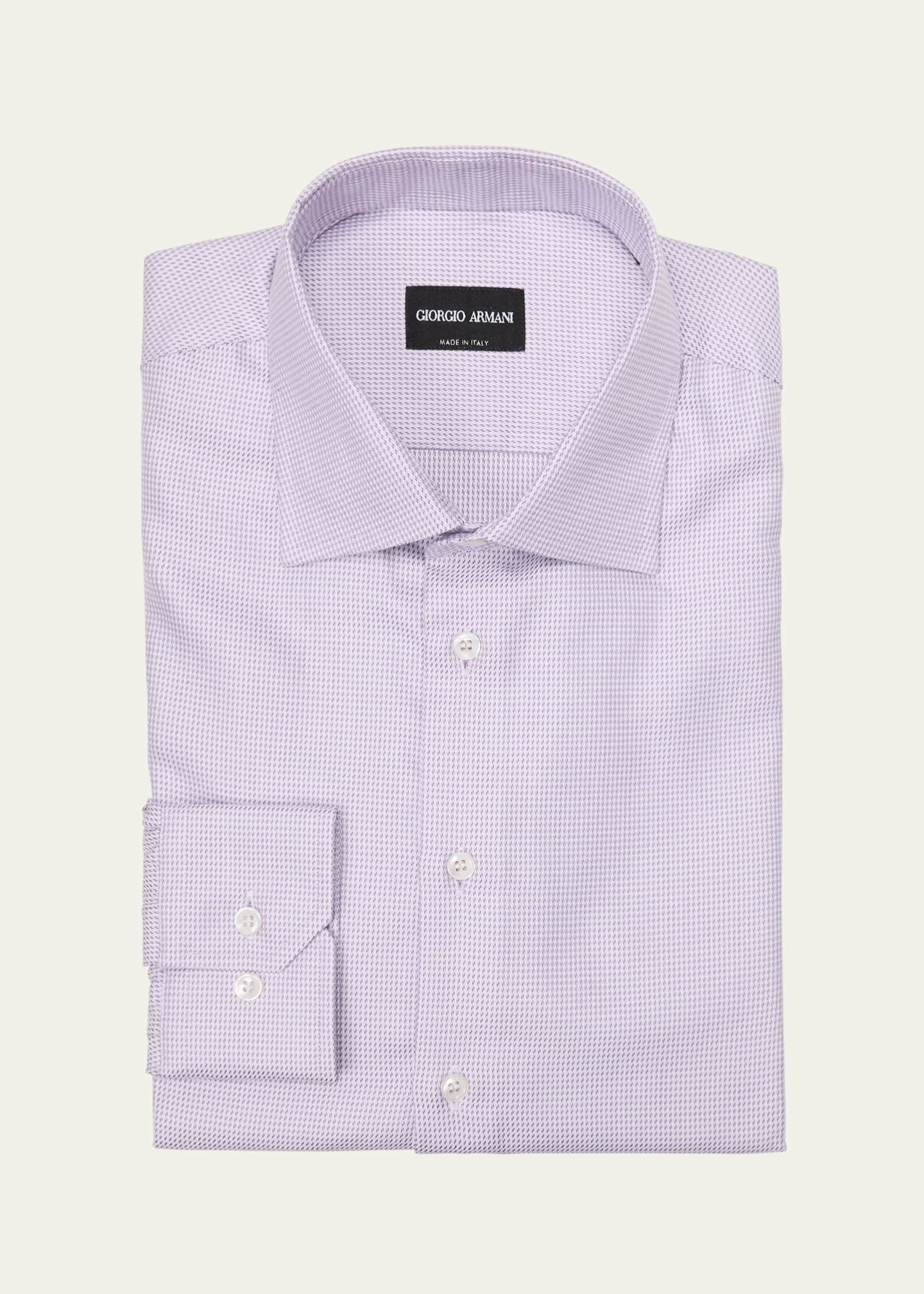 Giorgio Armani Men's Cotton Basketweave Dress Shirt Image 1 of 2