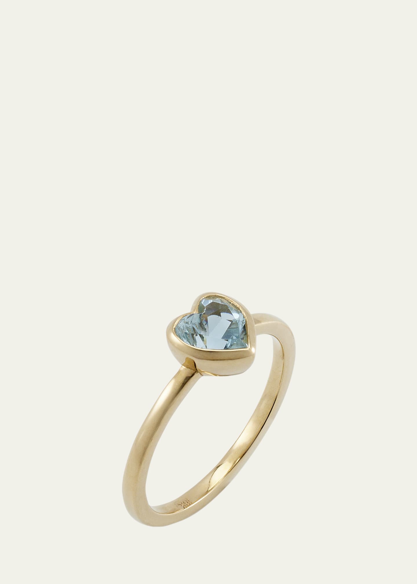 Katey Walker 18K Yellow Gold Tiny Heart Ring with Faceted Blue Topaz Image 3 of 4