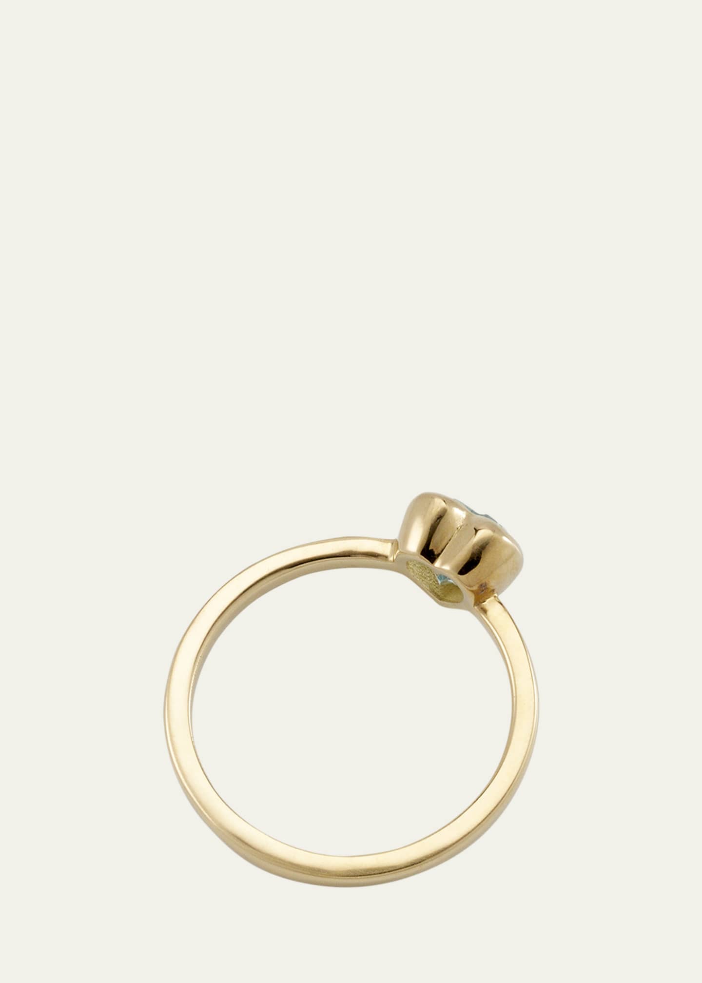 Katey Walker 18K Yellow Gold Tiny Heart Ring with Faceted Blue Topaz Image 4 of 4