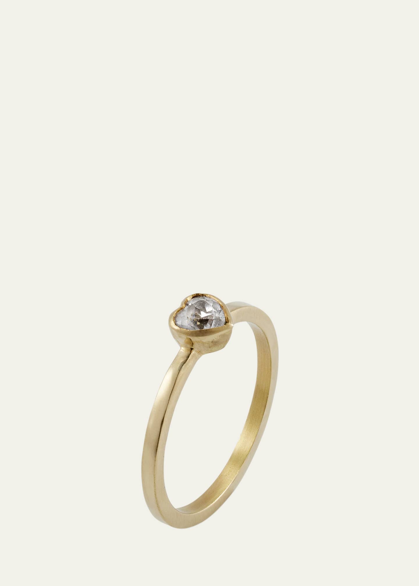 Katey Walker 18K Yellow Gold Tinsy Tiny Heart Ring with Faceted White Topaz Image 3 of 4