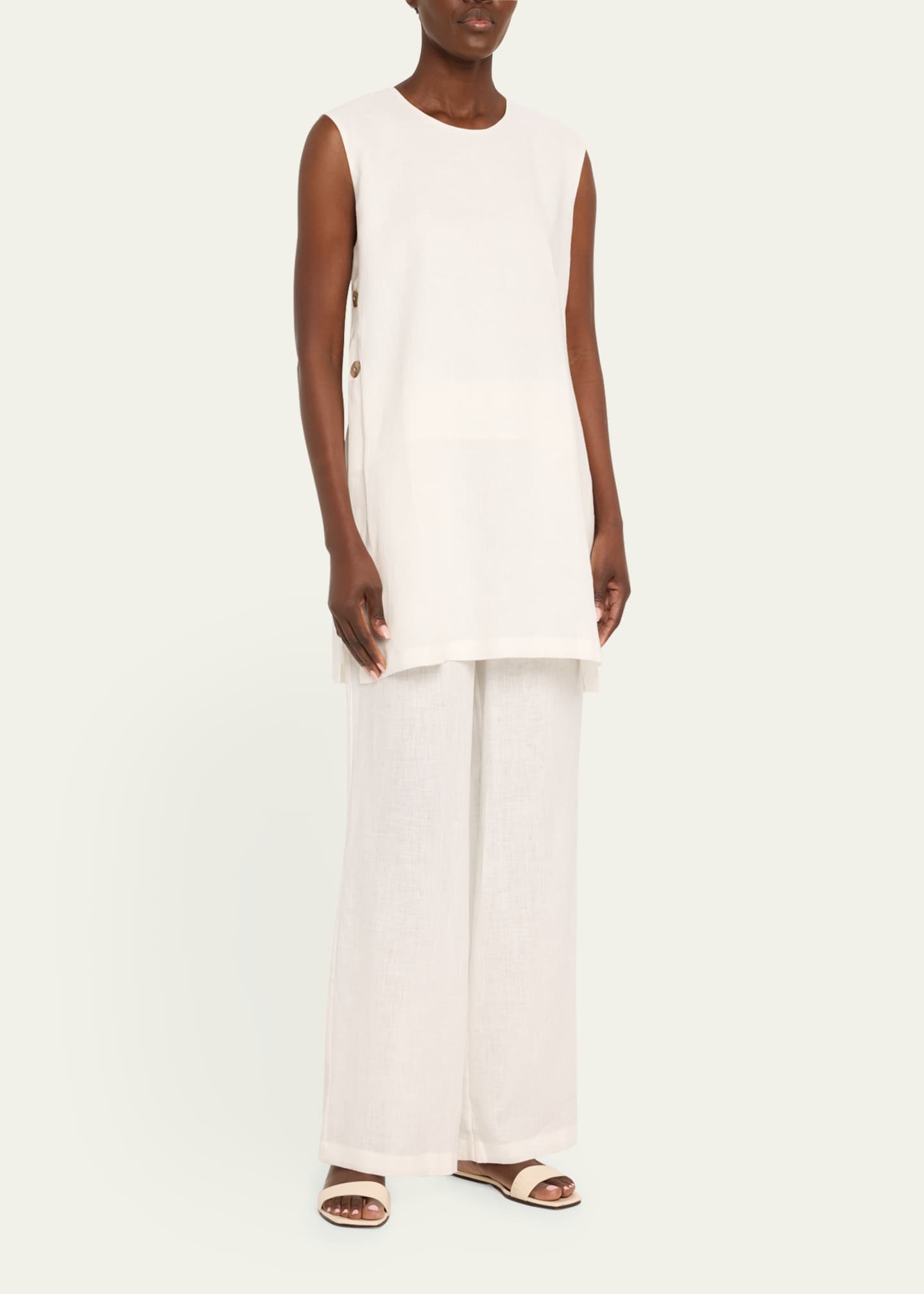 Pour Les Femmes Grace Straight-Leg Linen Pajama Set Image 4 of 5